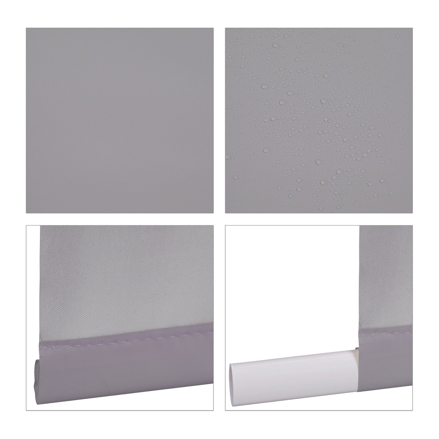 Water-Repellent Bathroom Roller Blind, Grey, Space-Saving
