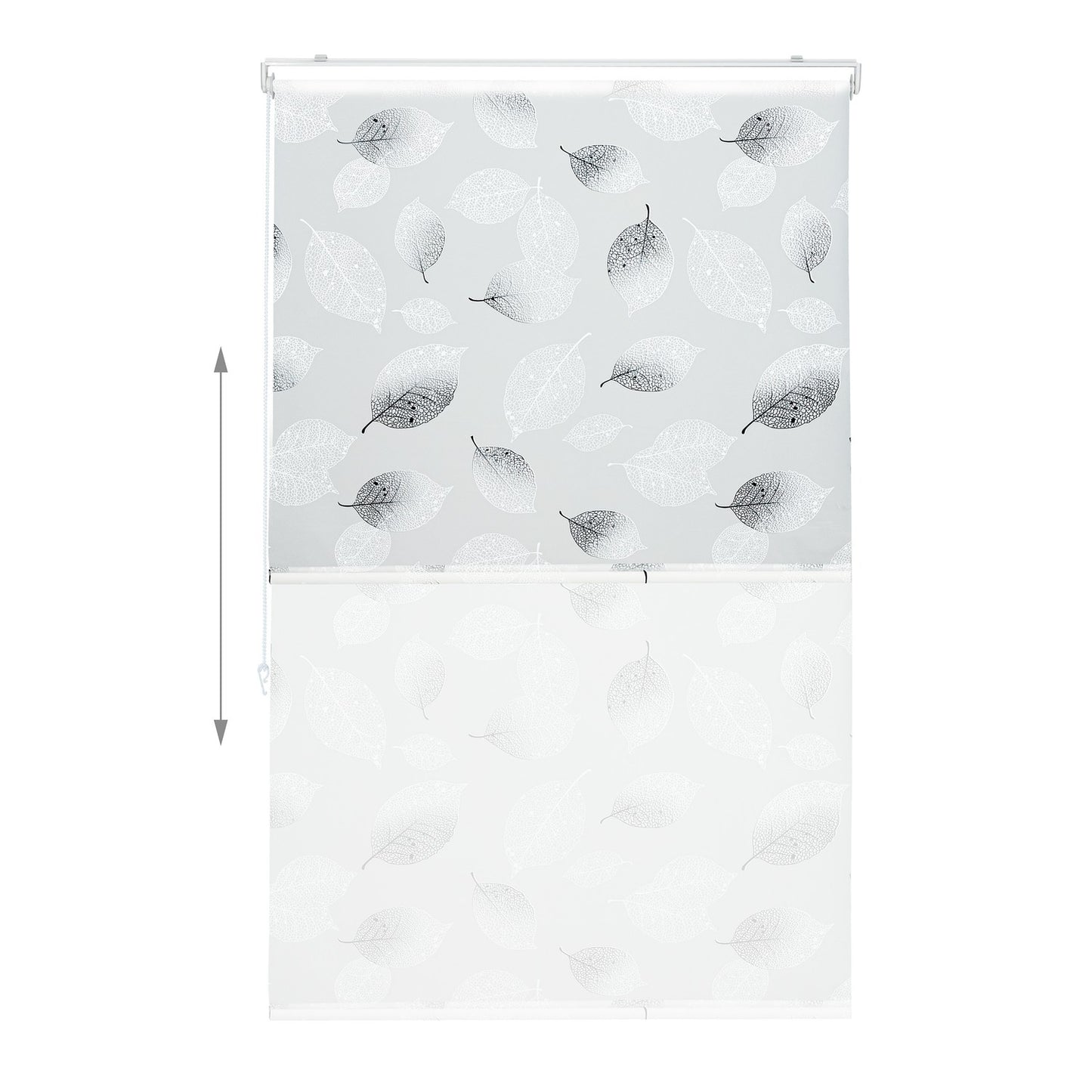 Water-Repellent Grey Leaf Roller Blind for Bathroom