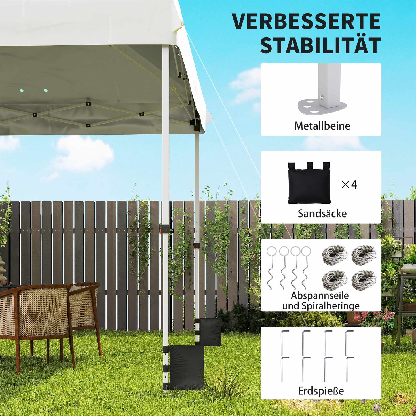 Waterproof 3x3m Pop-Up Gazebo, UV 50+ with Sandbags