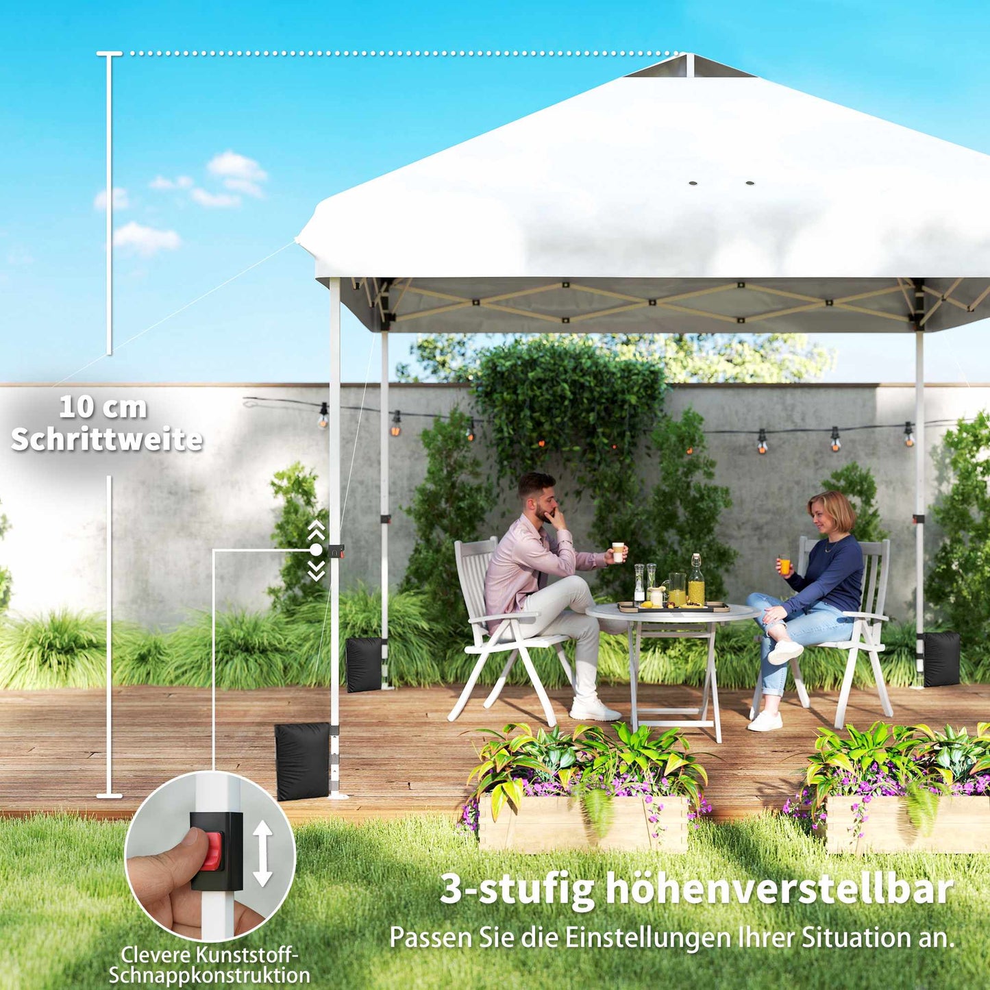 Waterproof 3x3m Pop-Up Gazebo, UV 50+ with Sandbags