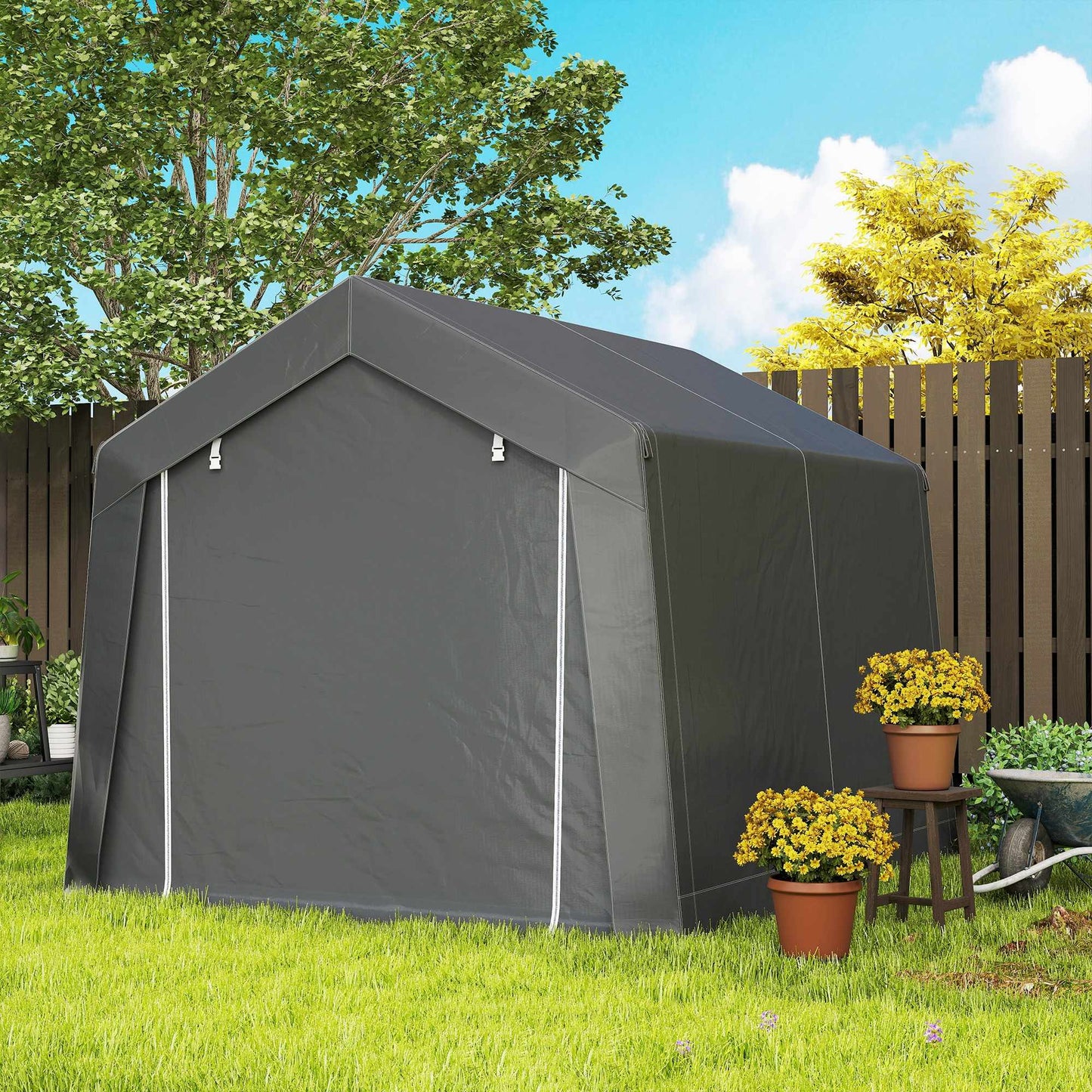 Waterproof Carport Tent 3x3 m with Roll-Up Door, Ventilation