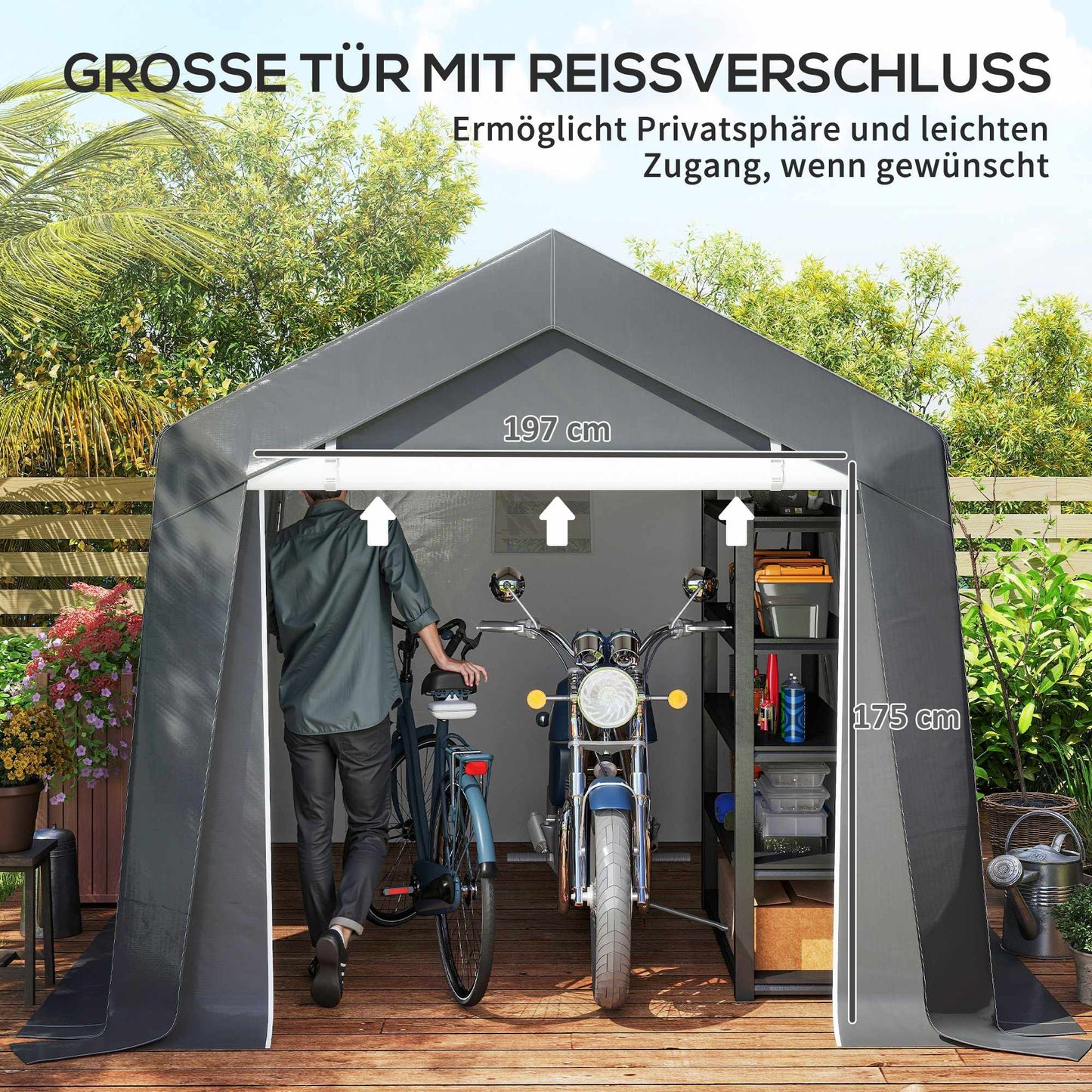 Waterproof Carport Tent 3x3 m with Roll-Up Door, Ventilation