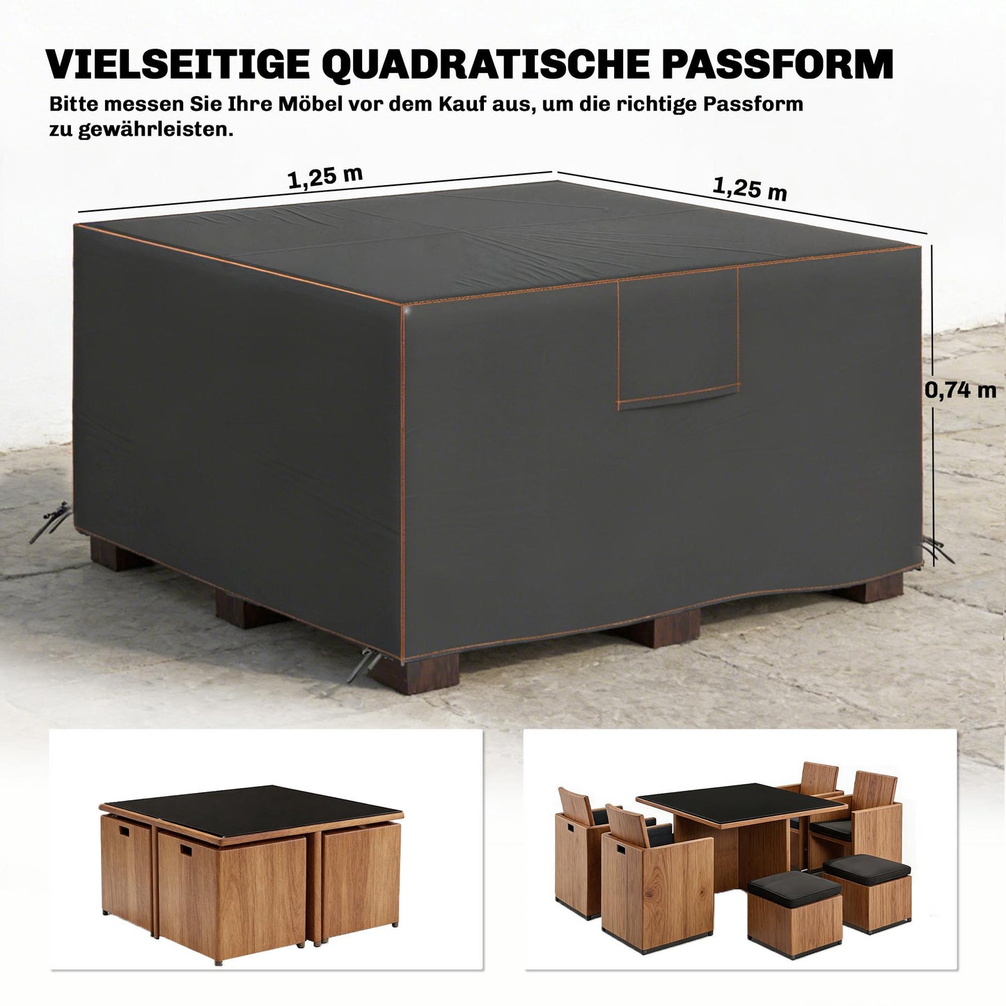 Waterproof Garden Furniture Cover, 420D Oxford, 125x125x74cm