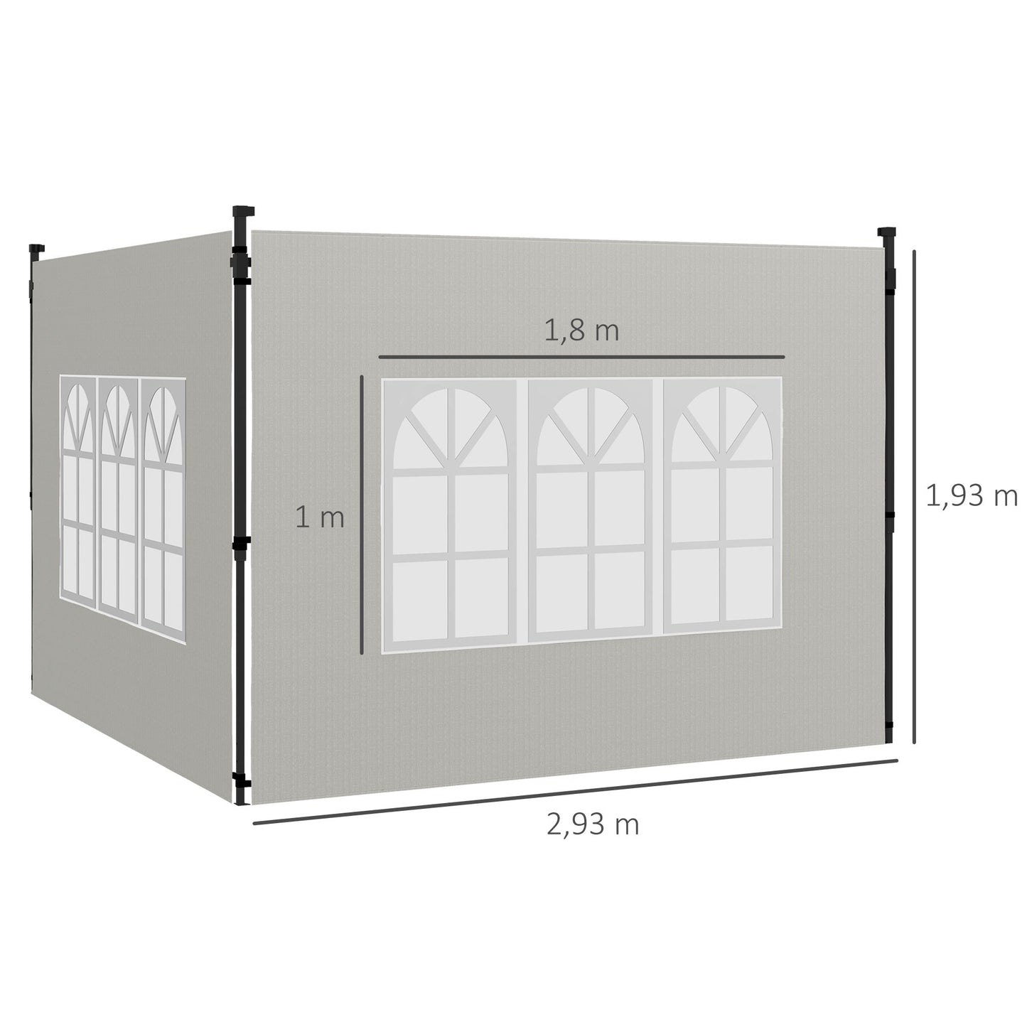 Waterproof Gazebo Sidewalls Set, 3x3/3x6 m, White