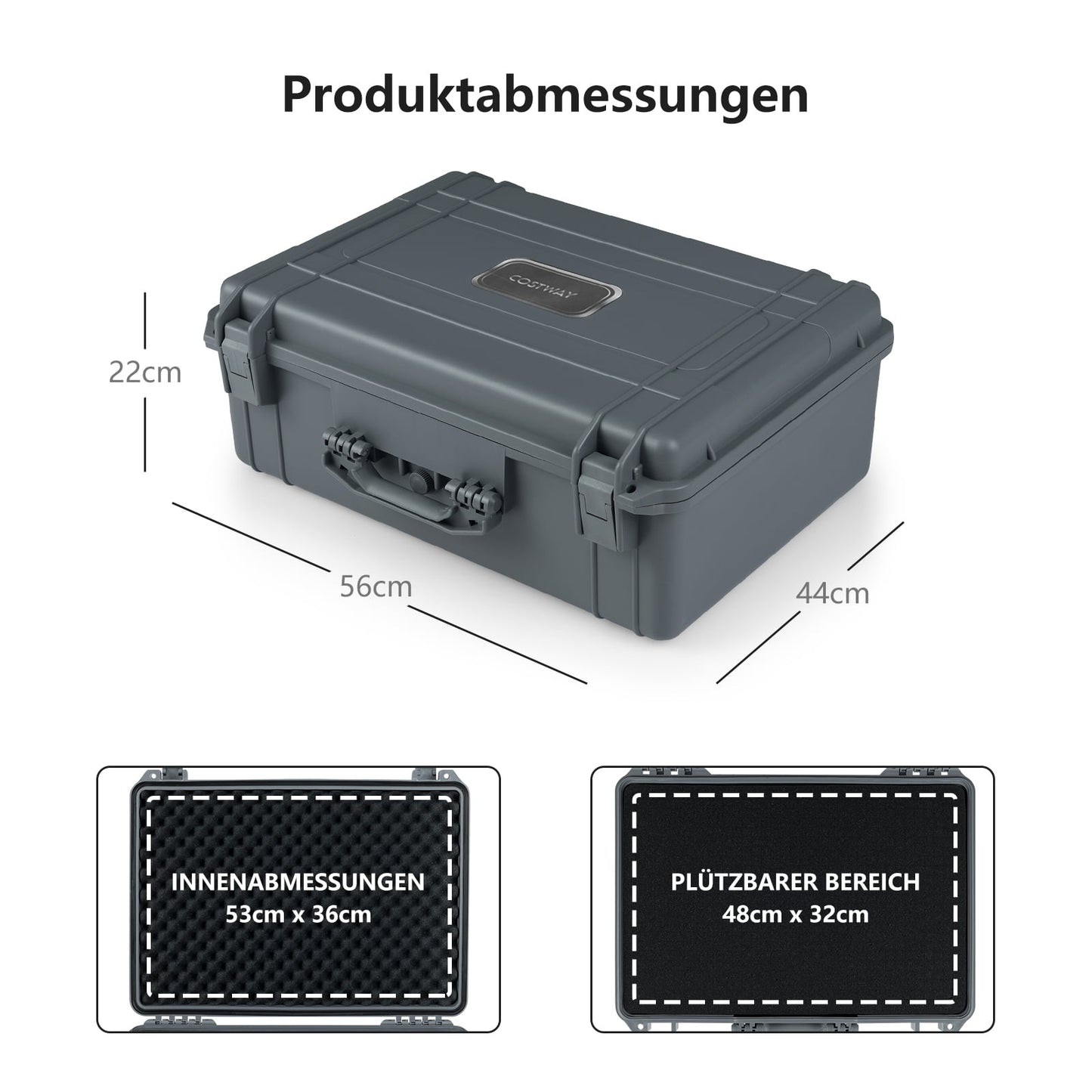 Waterproof Hard Shell Camera Case, 22", Adjustable Foam