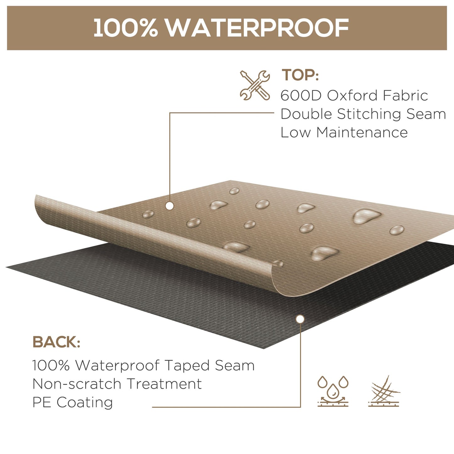 Waterproof Outdoor Furniture Cover, Oxford, 275x205x90 cm