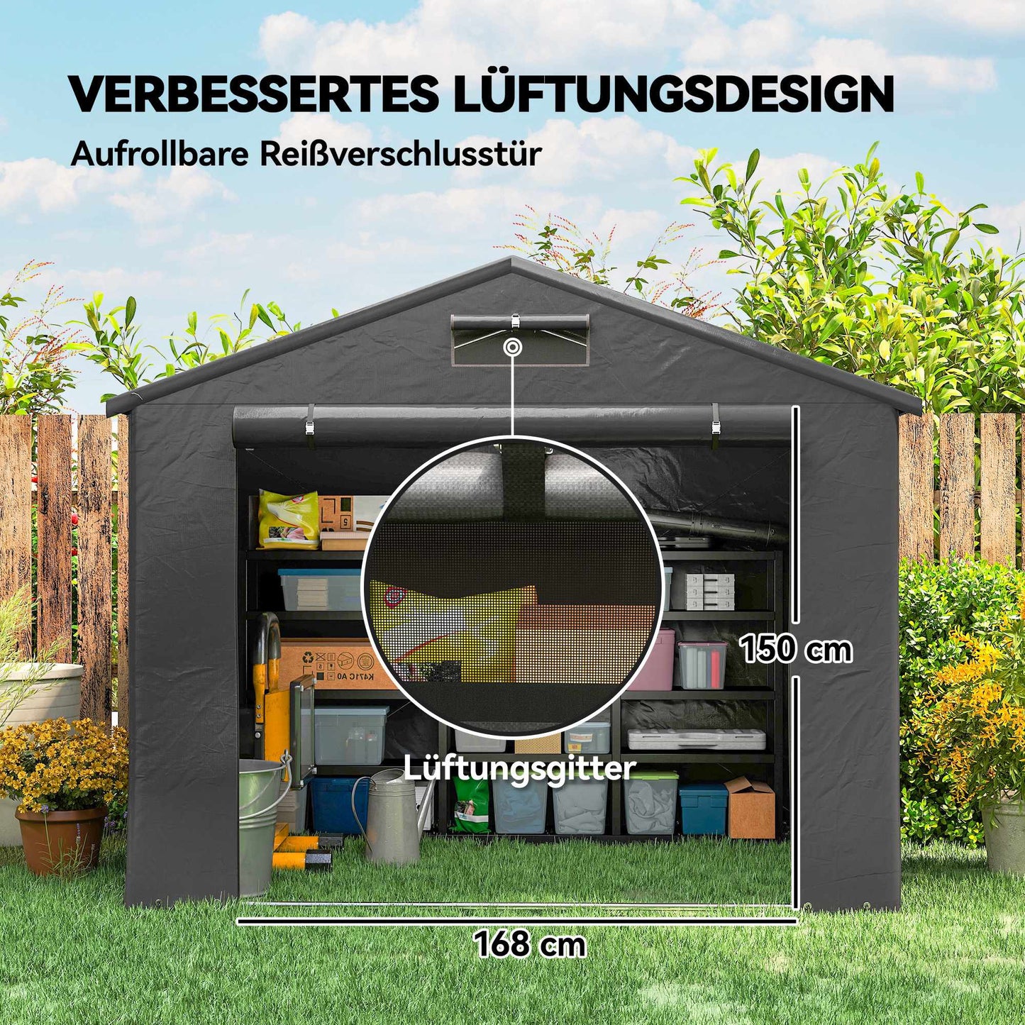 Waterproof Outdoor Shelter, 2.5x1.8m, Roll-Up Door