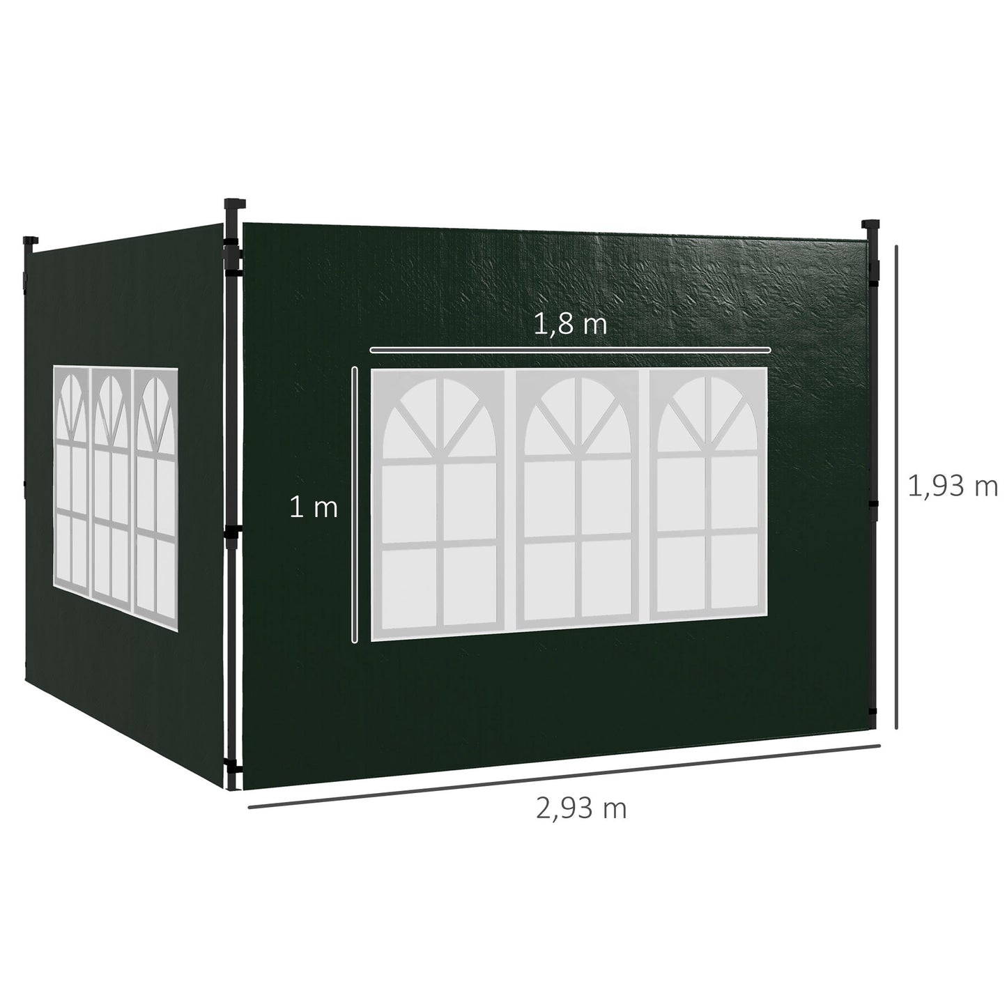 Waterproof Pavilion Sidewalls with Windows, 2-Pack, Green