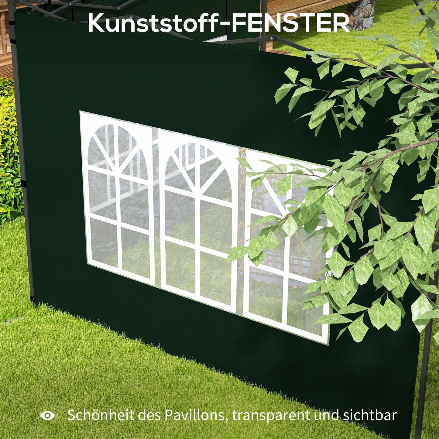 Waterproof Pavilion Sidewalls with Windows, 2-Pack, Green