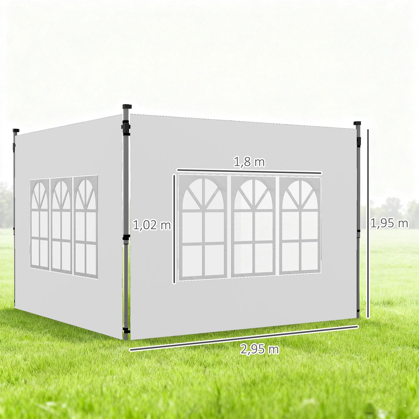 Waterproof Pavilion Sidewalls with Windows, 3x3/3x4 m, White