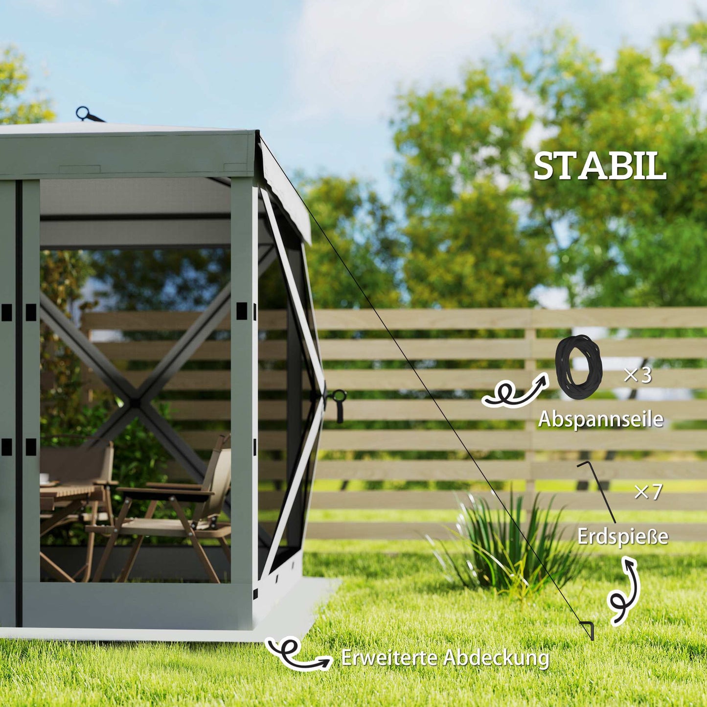 Waterproof Pop-Up Gazebo with Mesh Sides, 185x185 cm