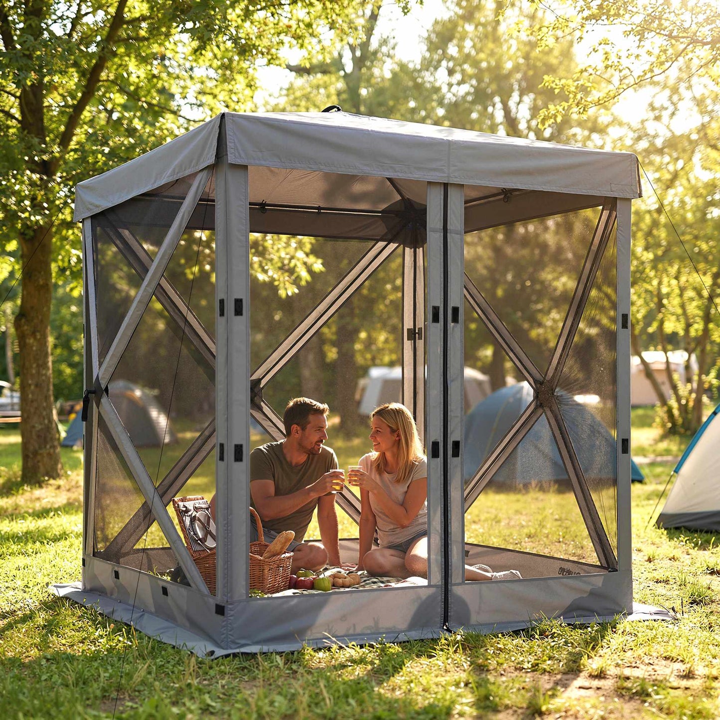 Waterproof Pop-Up Gazebo with Mesh Sides, 185x185 cm
