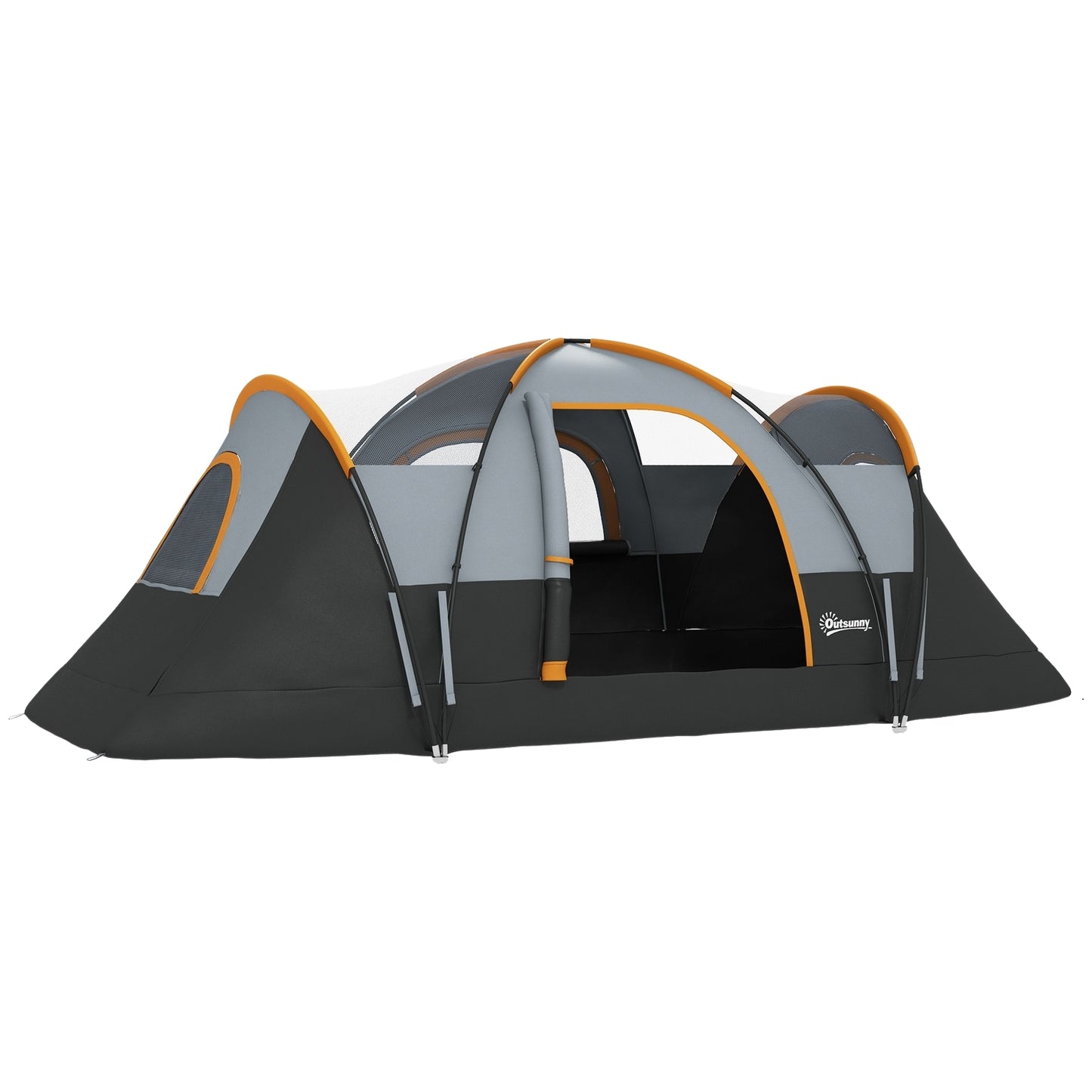 Waterproof family camping tent, 5-6 people, light grey