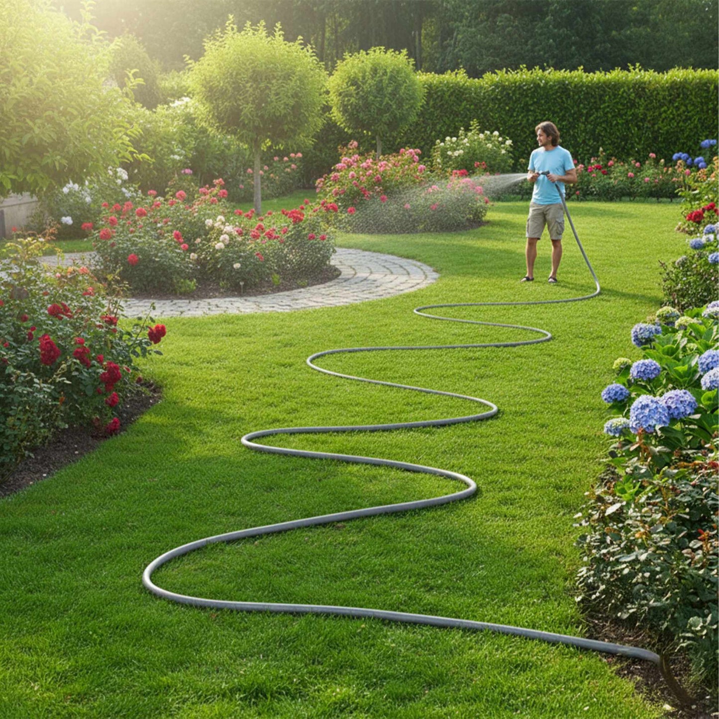 Weatherproof Fabric Garden Hose, UV-Resistant, Flexible
