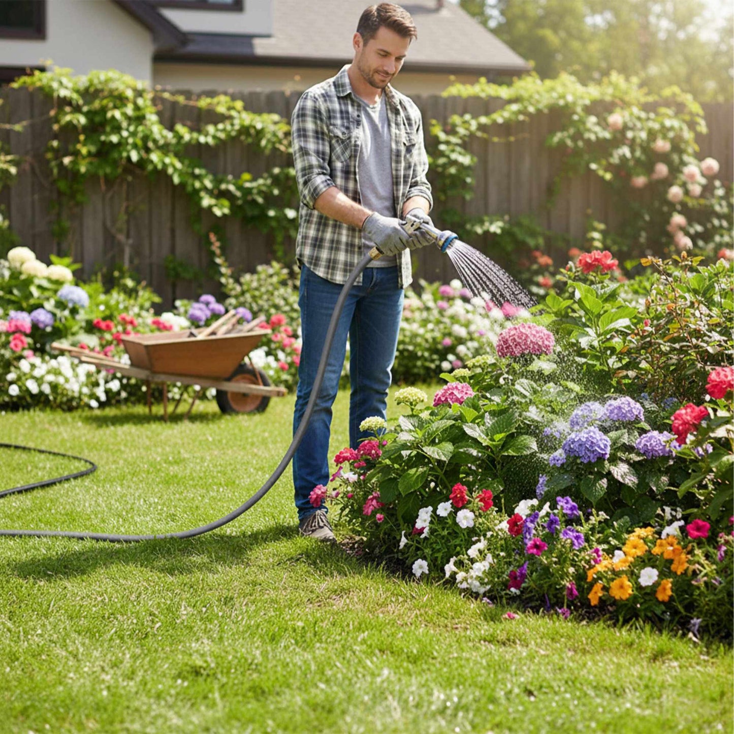 Weatherproof Fabric Garden Hose, UV-Resistant, Flexible