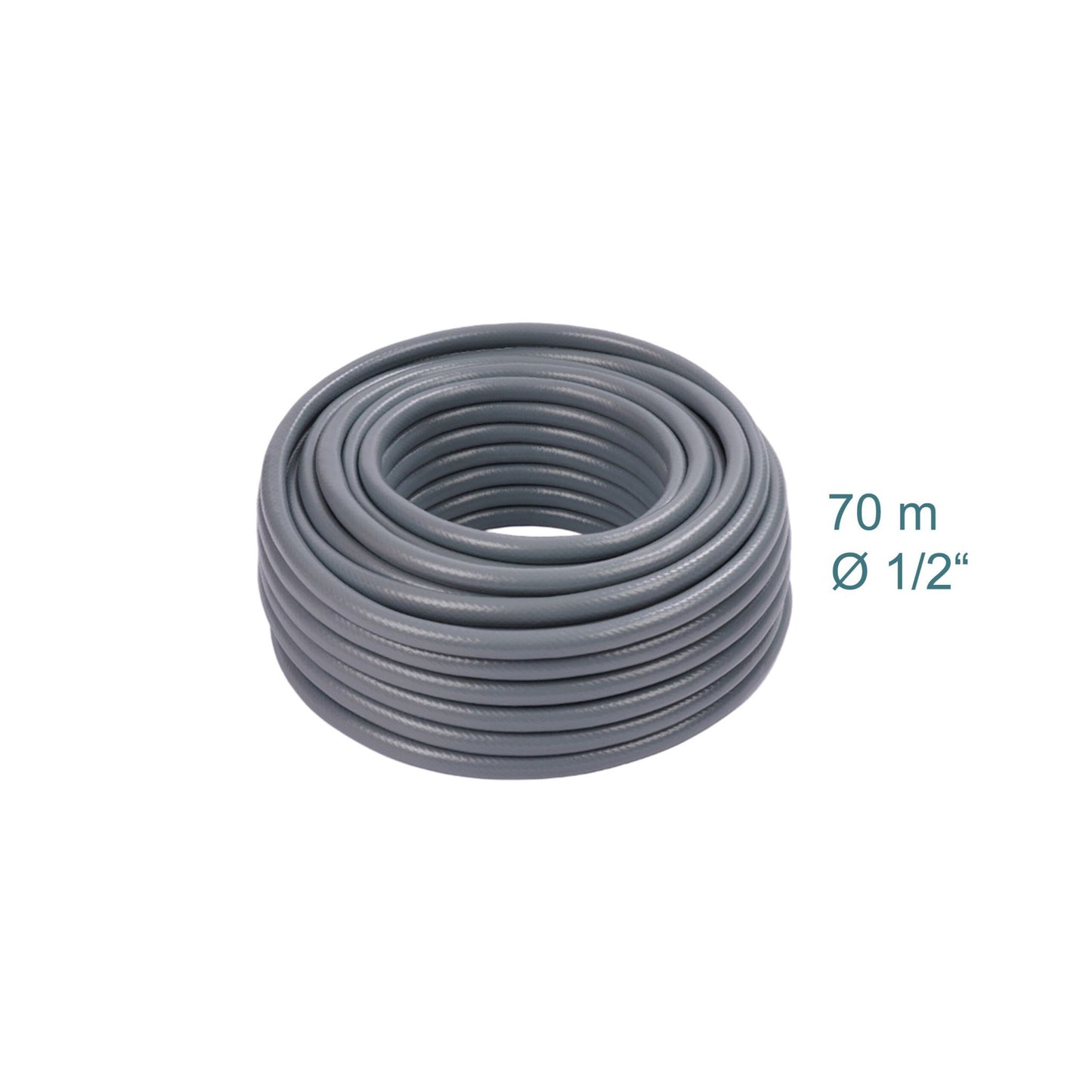 Weatherproof Fabric Garden Hose, UV-Resistant, Grey