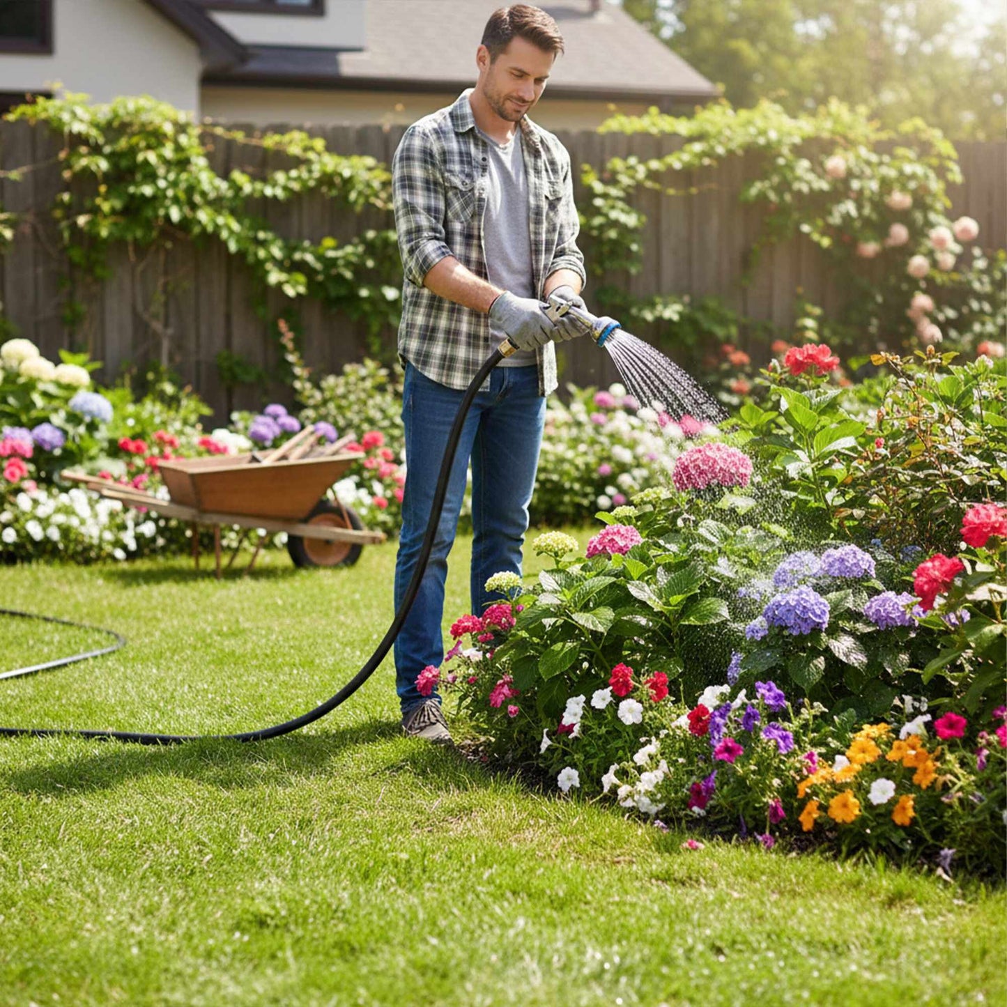 Weatherproof Garden Hose, Black, UV-Resistant, 1/2" Fittings