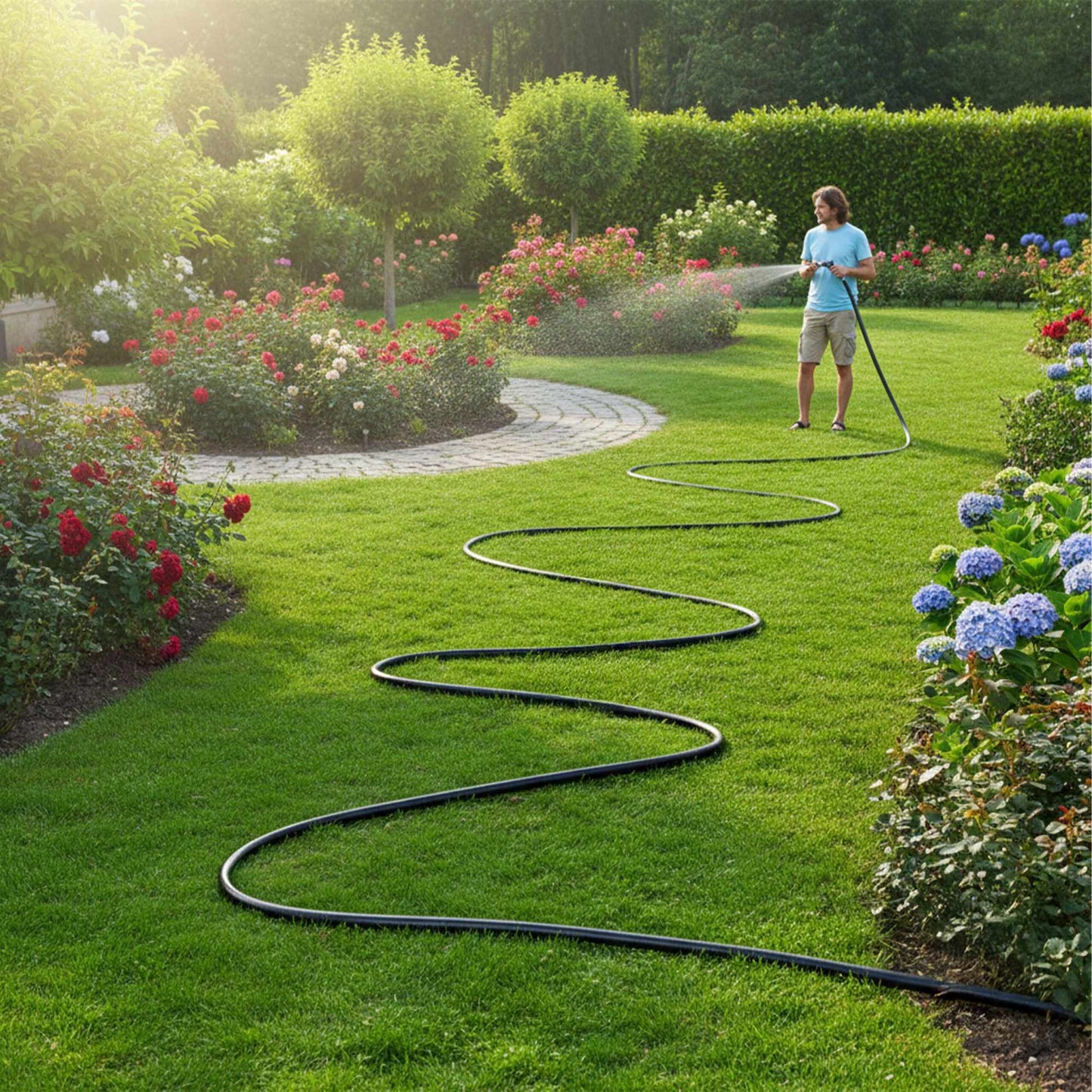 Weatherproof Garden Hose, Black, UV-Resistant, 1/2" Fittings