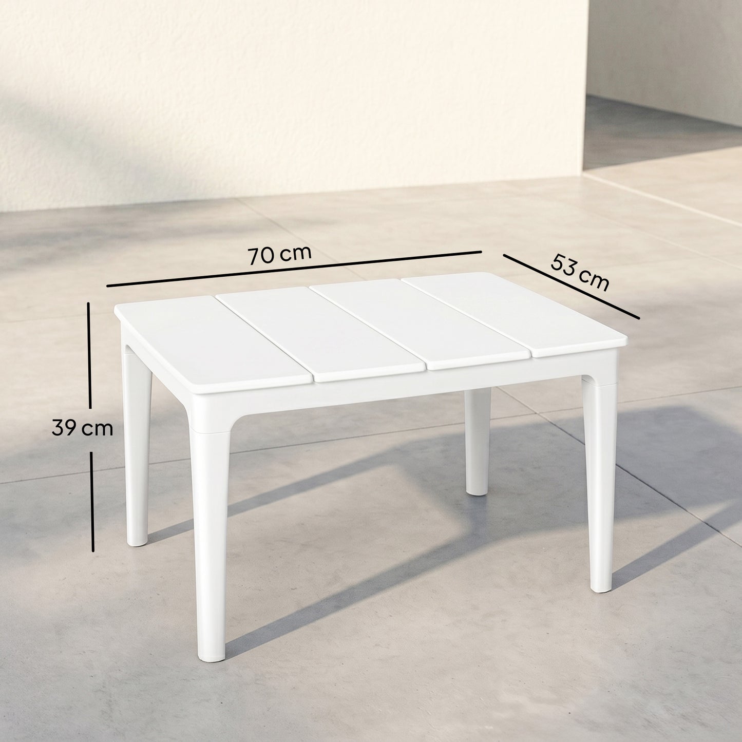 Weatherproof Plastic Outdoor Side Table, 70x53 cm, 35 kg Capacity