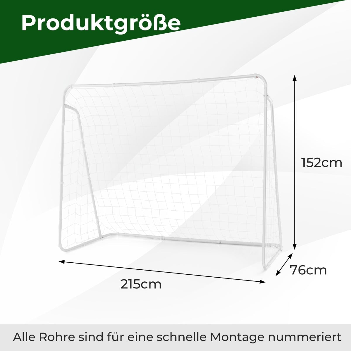 Weatherproof Soccer Goal with Net, 215 x 152 x 76 cm