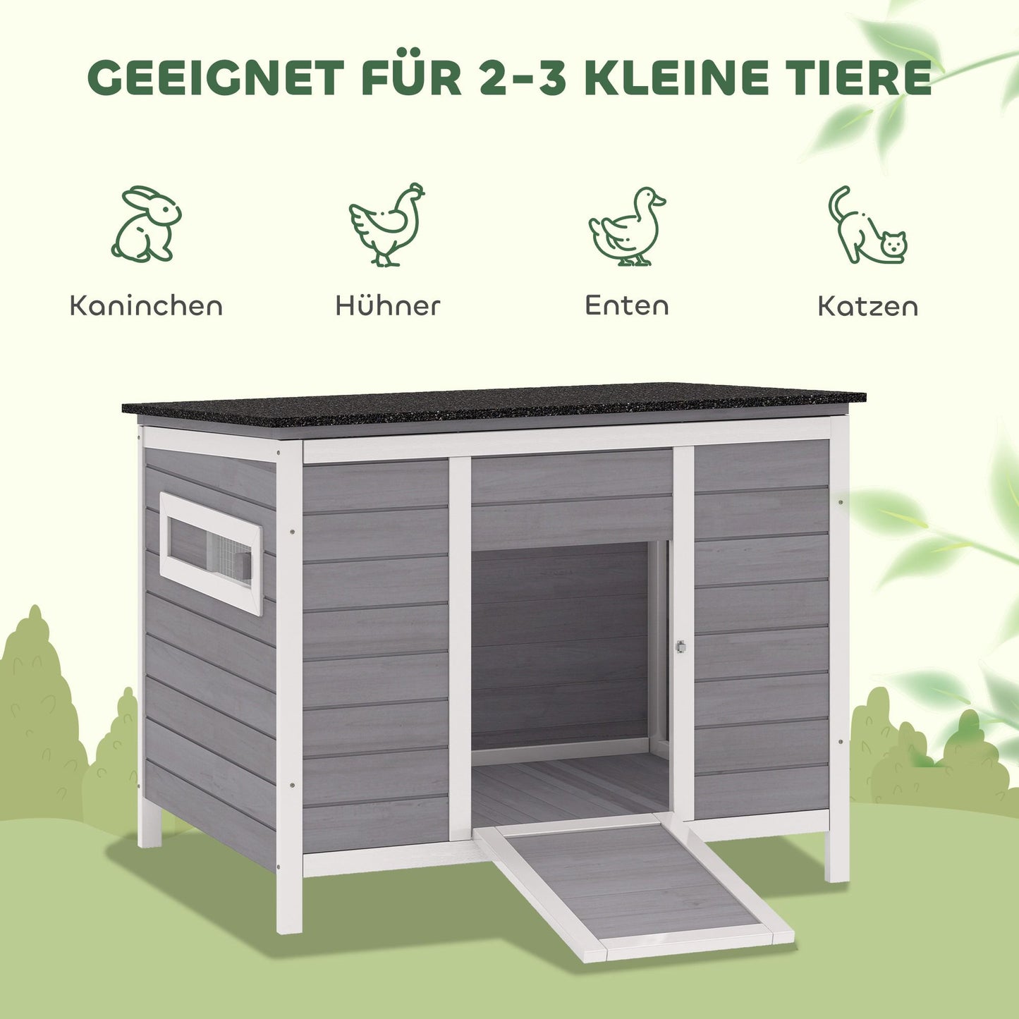 Weatherproof Wooden Duck House with Removable Floor, 93x70x72cm