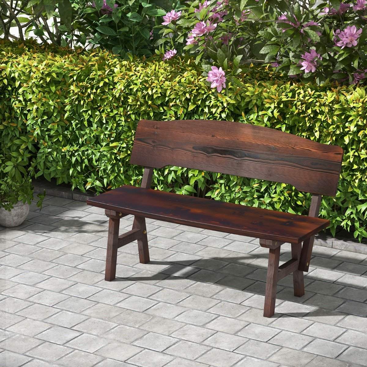Weatherproof garden bench with backrest can hold up to 325 kg. Park bench seat 120 x 51 x 78 cm