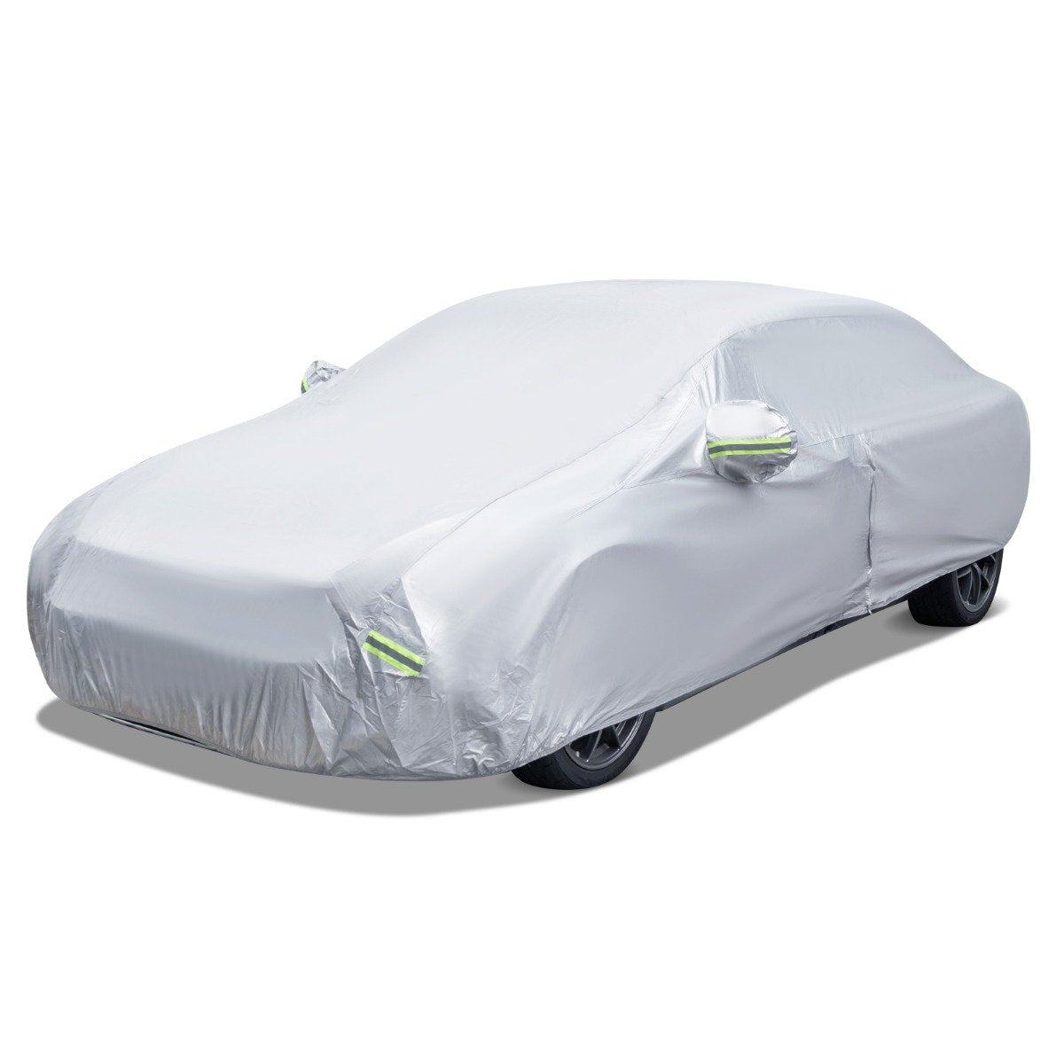 Weatherproof tarpaulin for vehicles car cover with zip door 431 x 160 x 115 cm silver