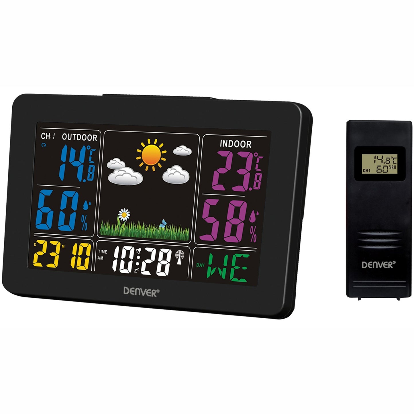 Weather station with clock/alarm