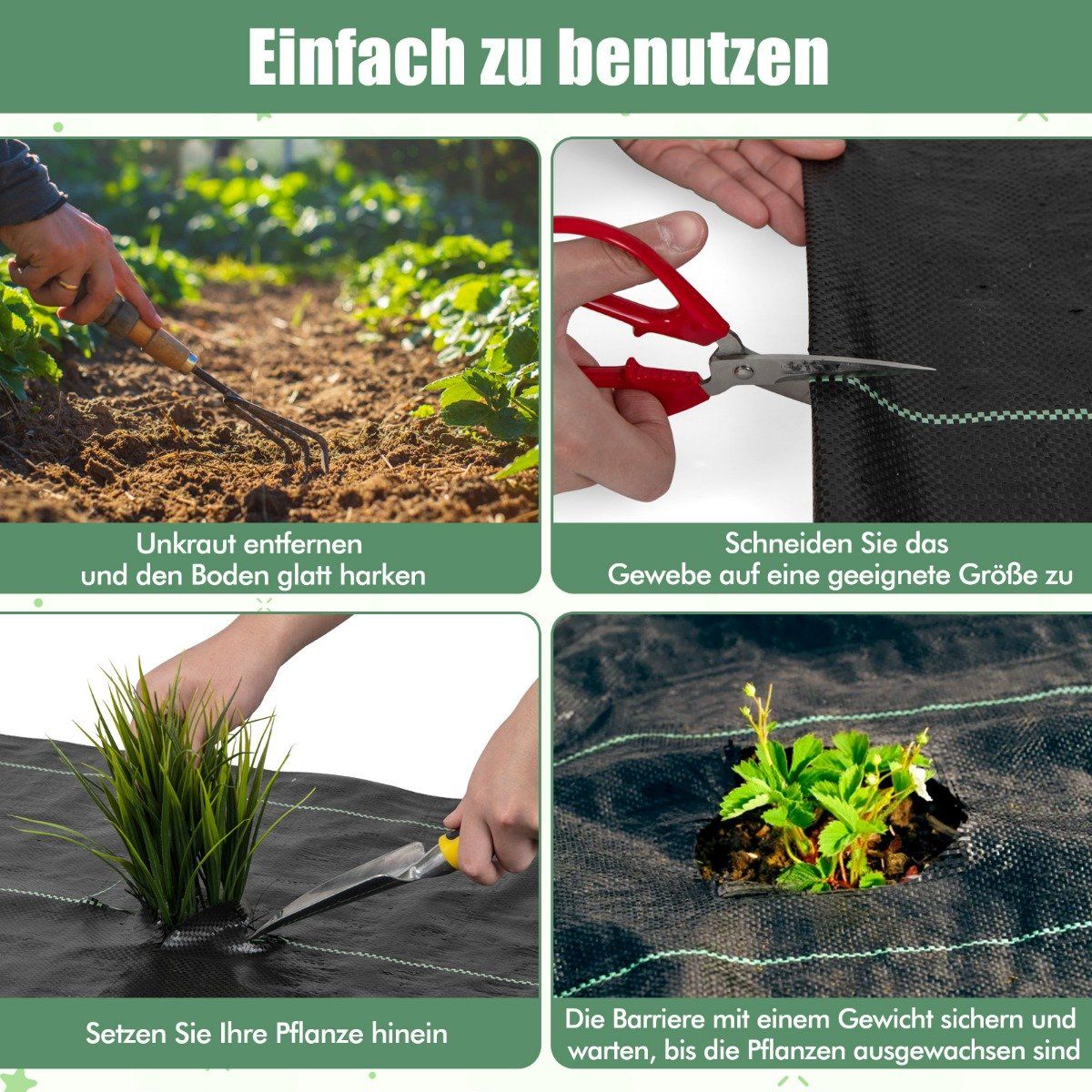 Weed control fleece 50m² garden fleece against weeds weed film PP black 50 x 1m-100 g/m²