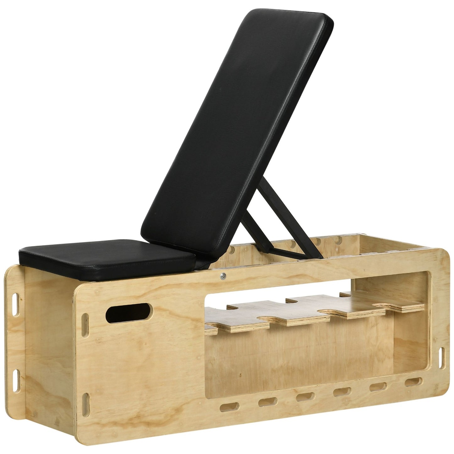 Adjustable weight bench with storage box, resistance band