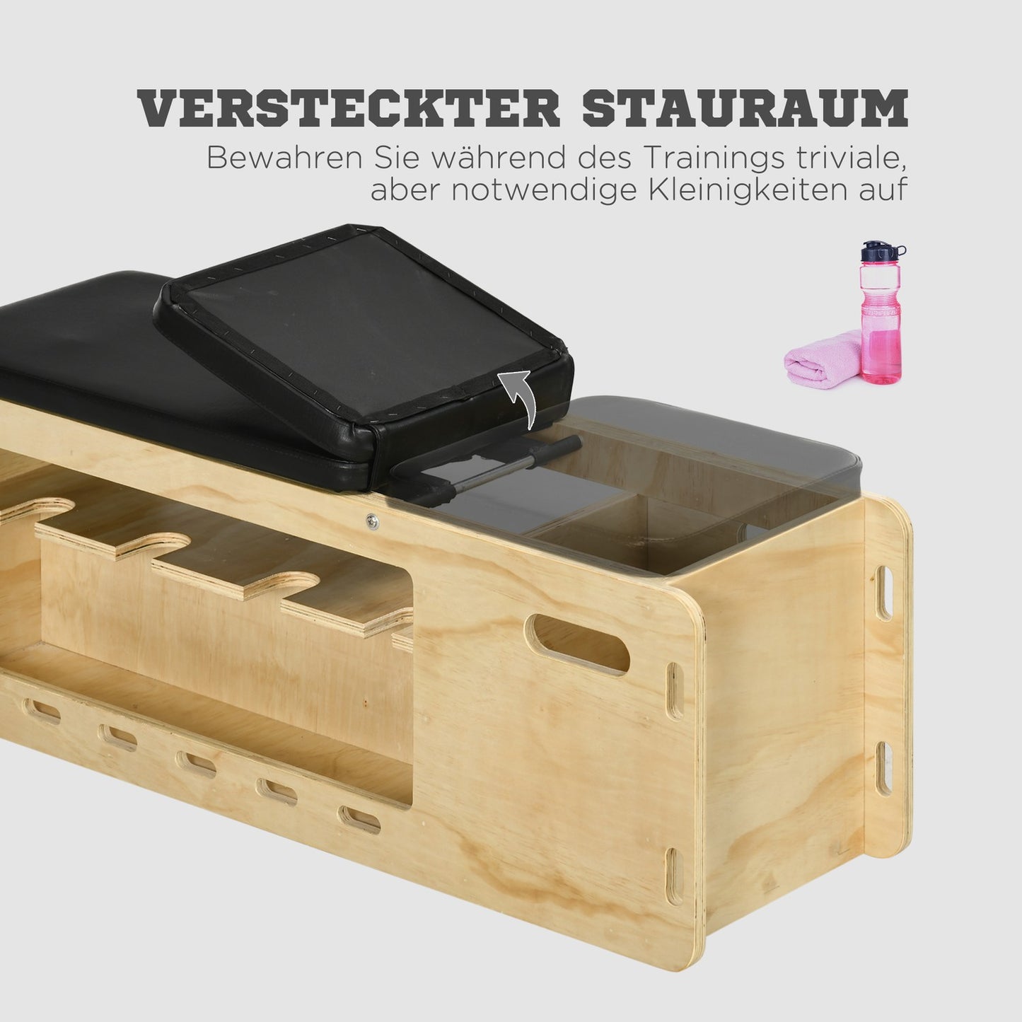 Adjustable weight bench with storage box, resistance band