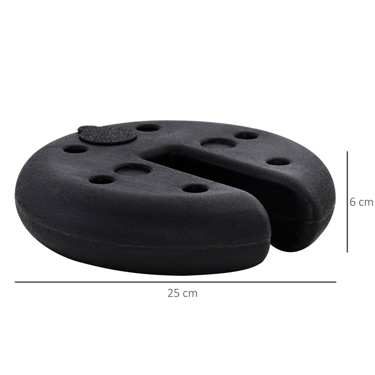 Party tent weight – Fillable up to 5 kg, black HDPE, Ø25x6 Cm