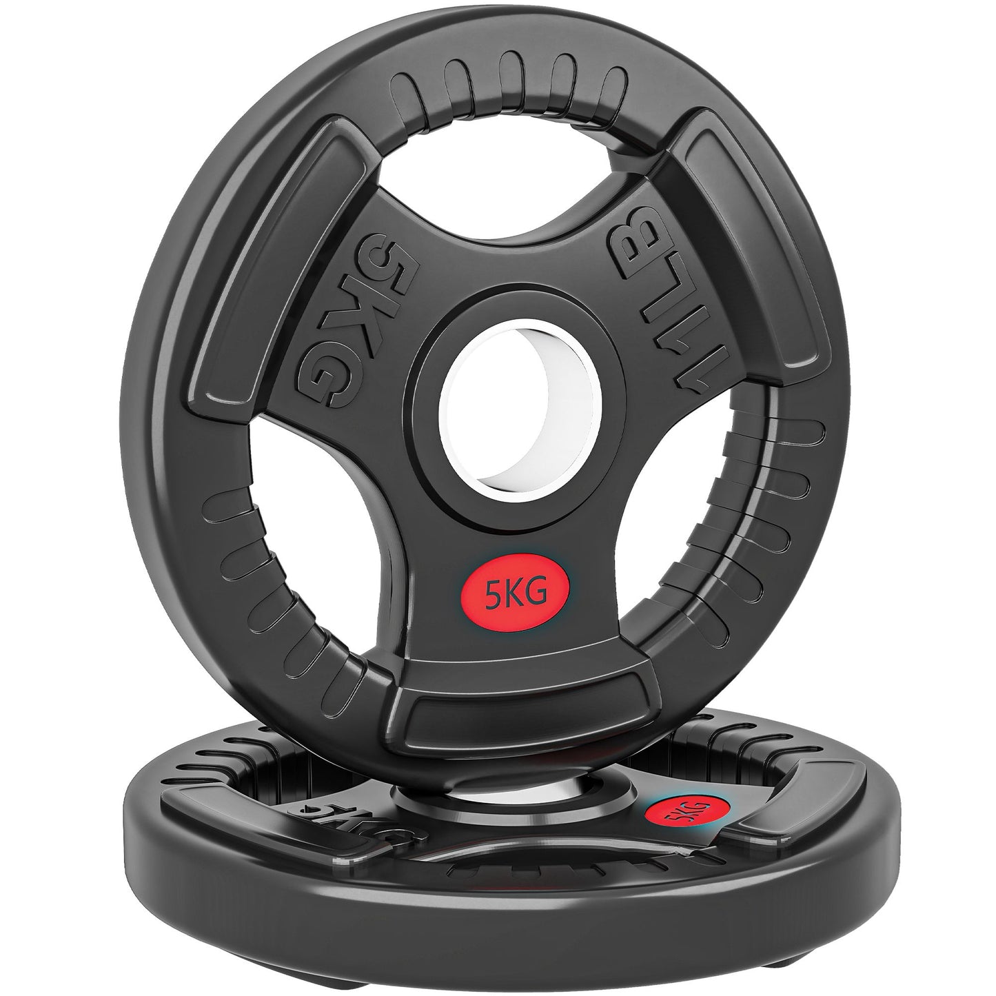 Weight Plates Set, 2 x 5 kg, 5 cm Barbell Fit, Black