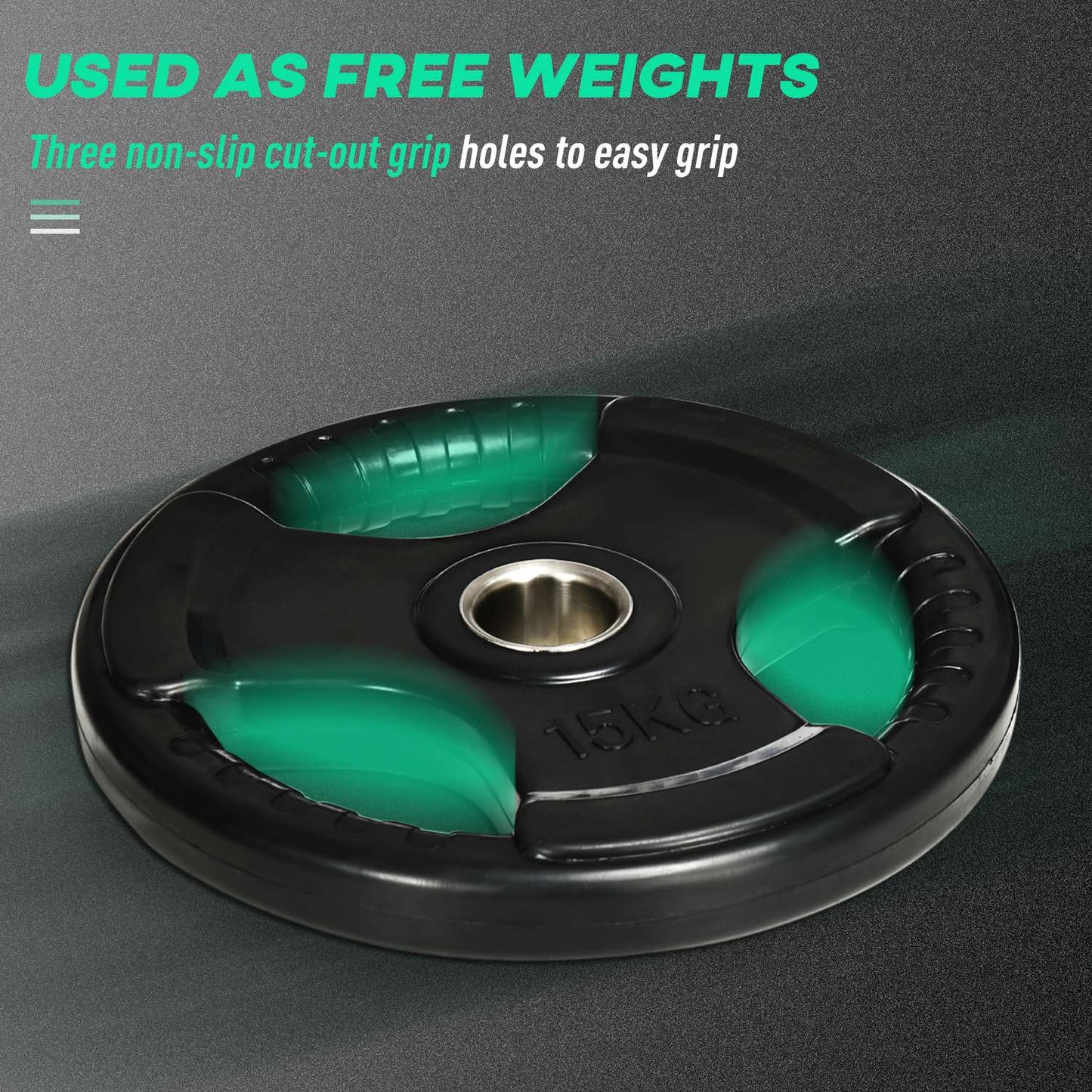 Olympic Tri-Grip weight plates set, 2x15 kg, rubberized