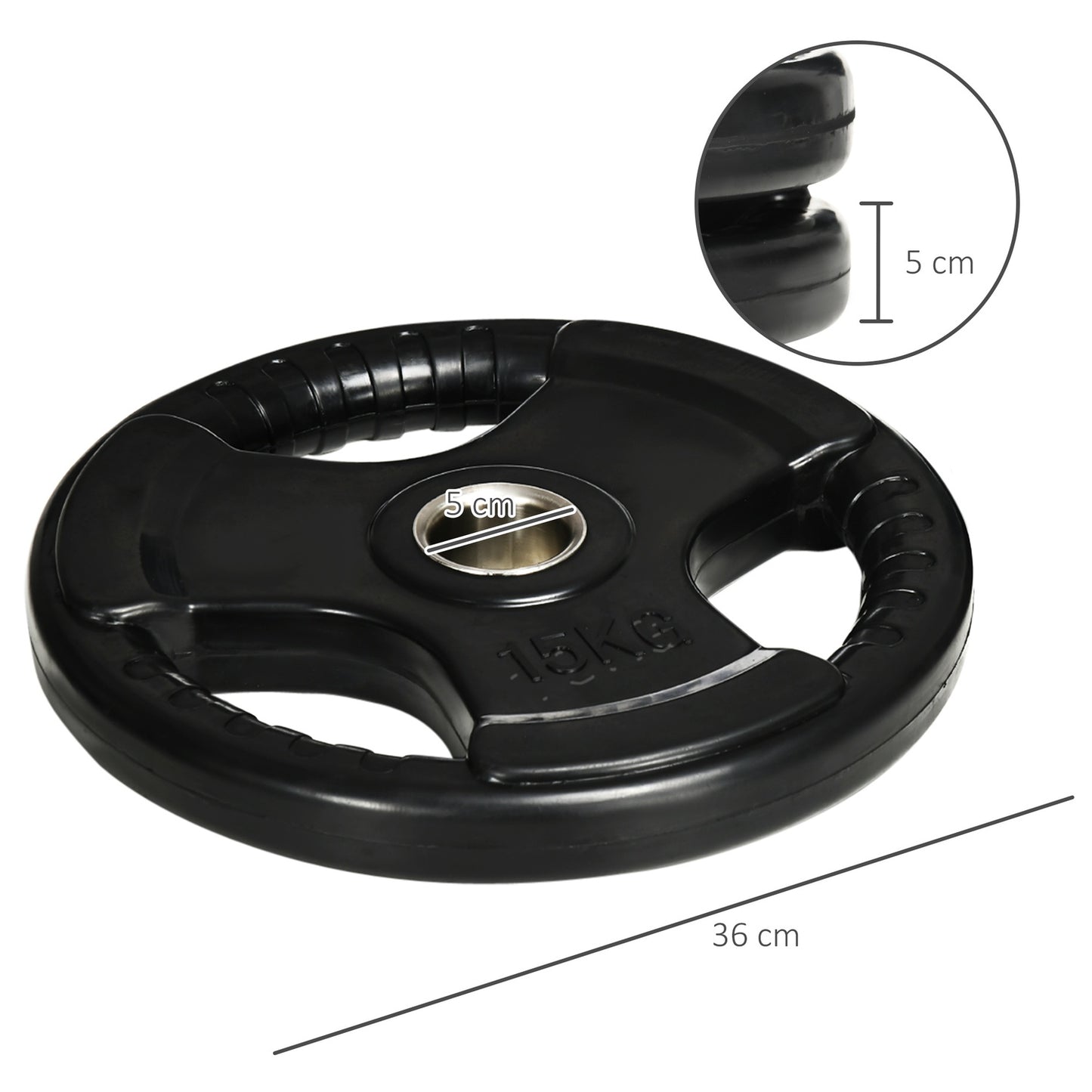 Olympic Tri-Grip weight plates set, 2x15 kg, rubberized