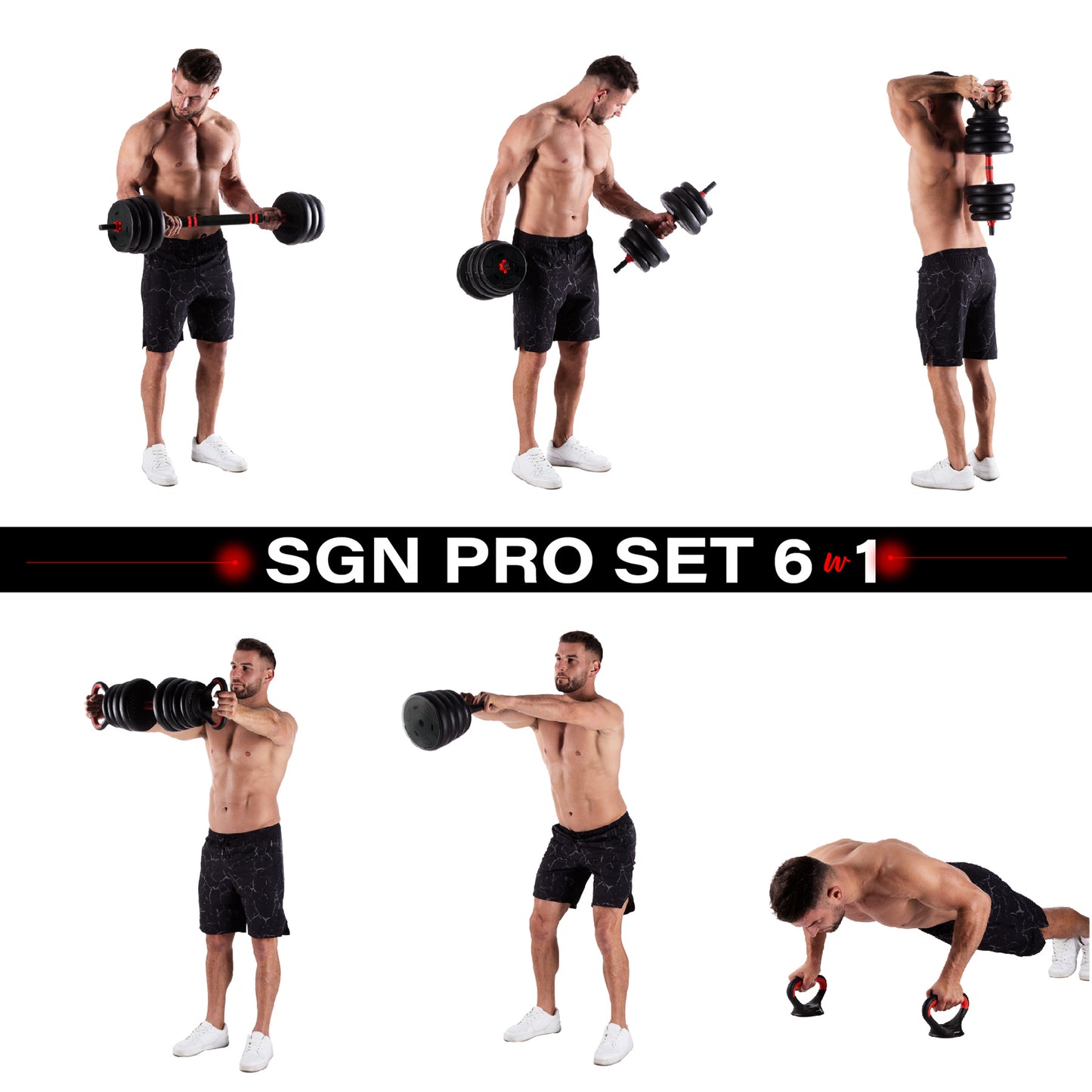 Weight Set 20kg – 6-in-1 Adjustable Dumbbells