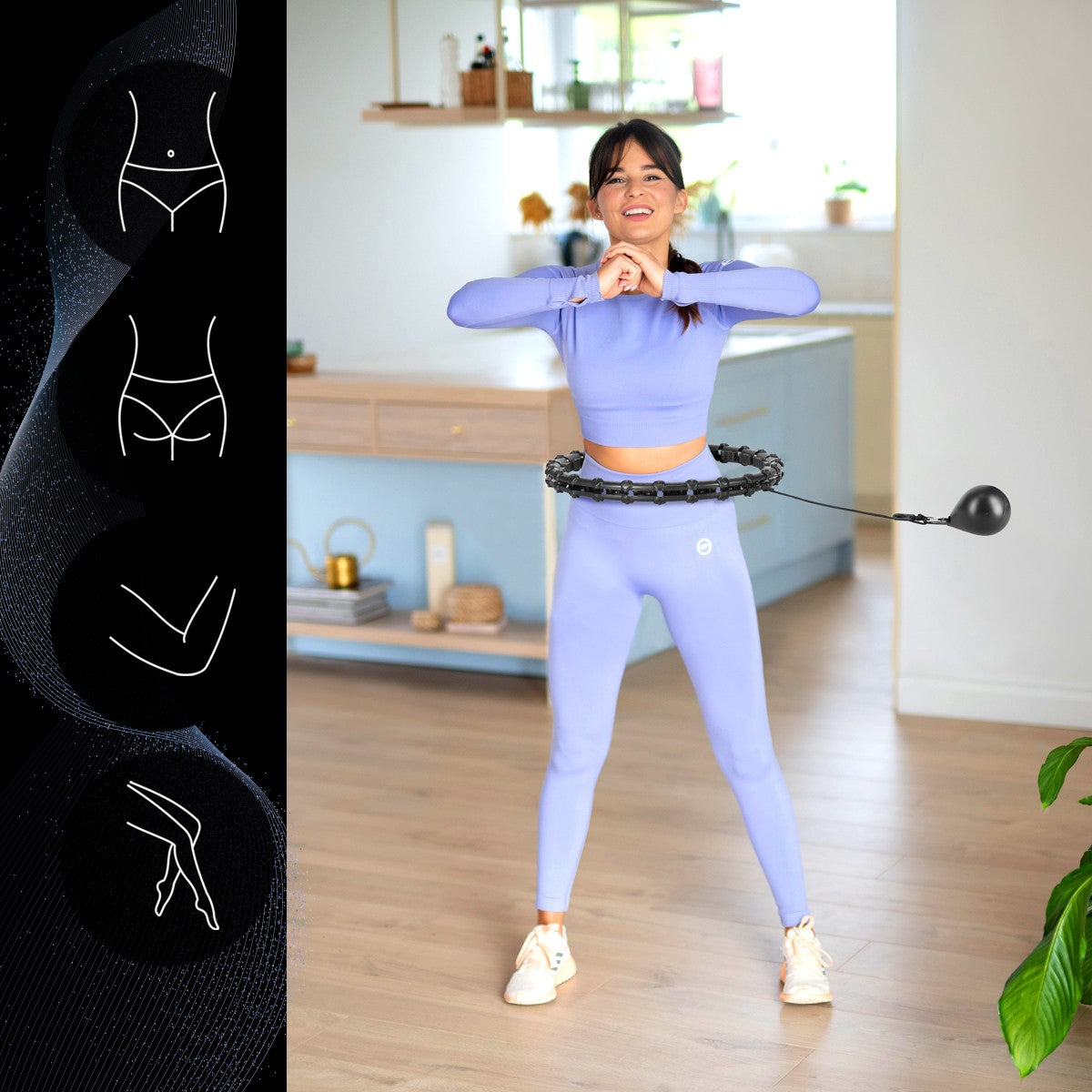 Weighted Hula Hoop, Black – Fitness Exercise Tool
