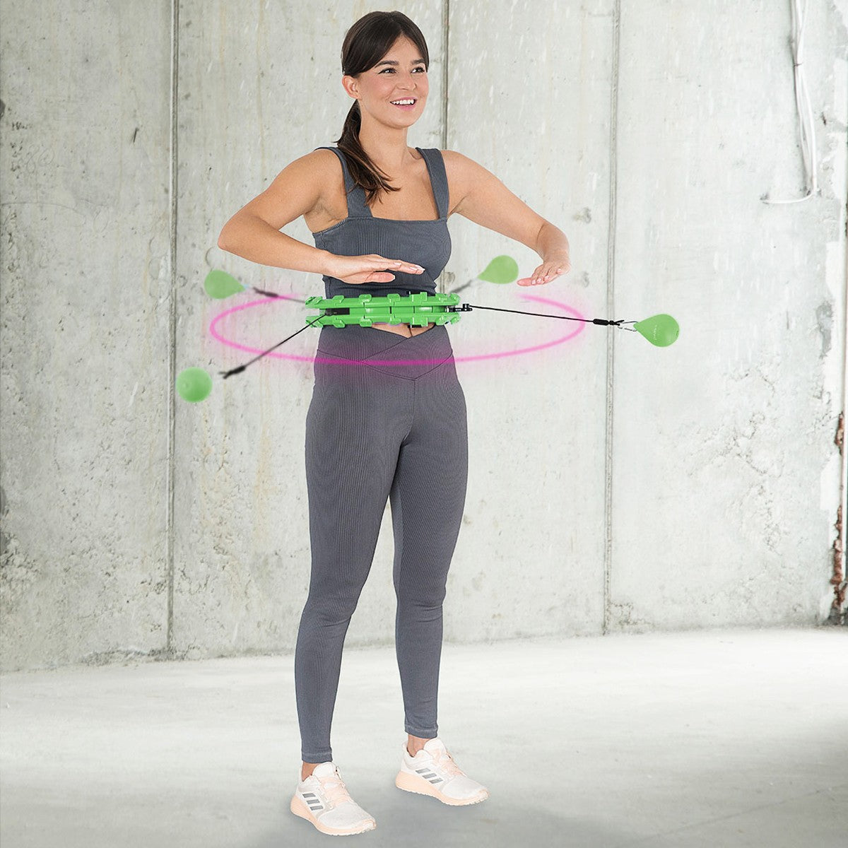 Weighted Hula Hoop, Green, Fitness Exercise Tool