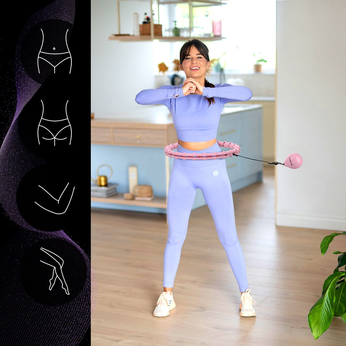 Weighted Hula Hoop, Light Pink, Fitness Exercise