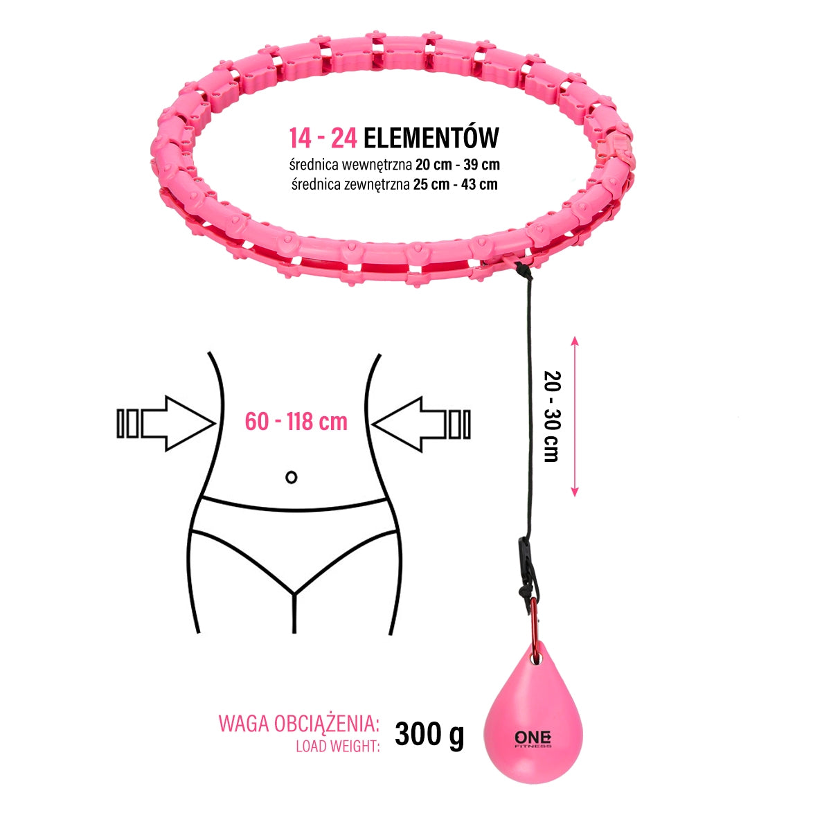 Weighted Hula Hoop, Pink – Fitness Exercise Tool