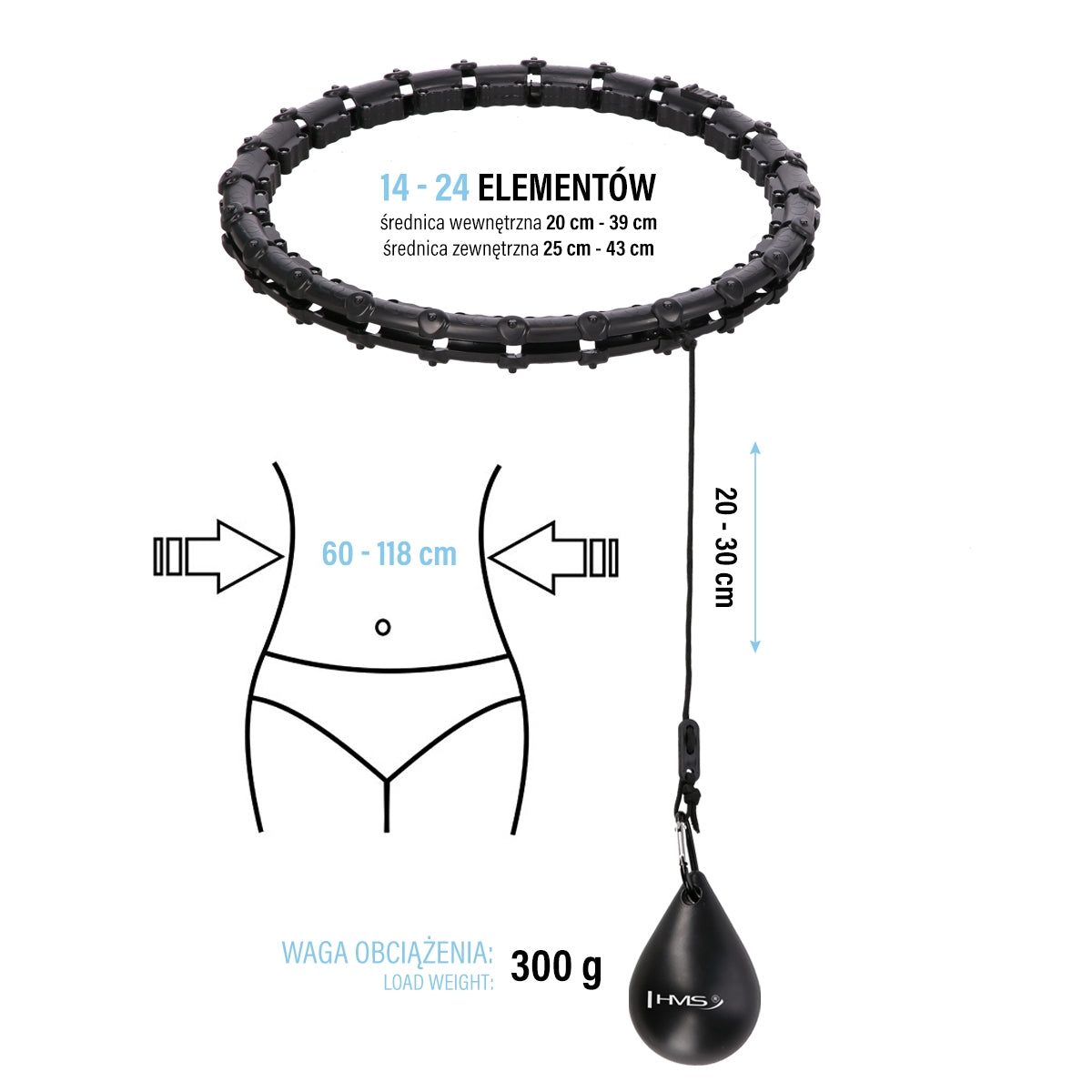 Weighted Hula Hoop with Waist Support, Black/Red