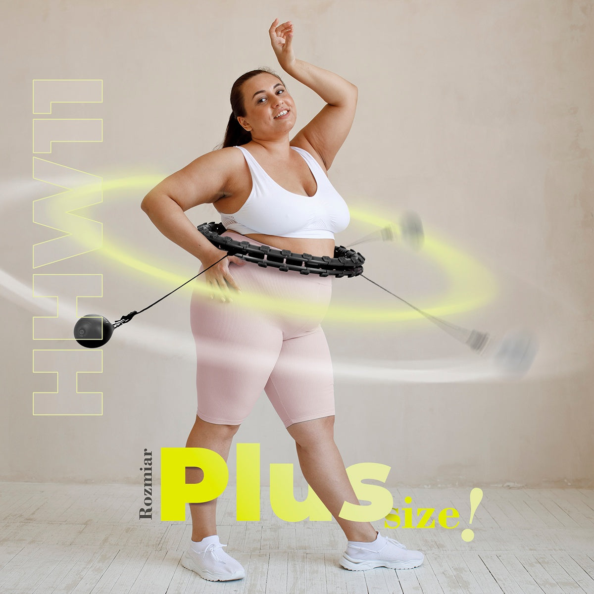 Weighted Hula Hoop with Waist Support, Plus Size, Black
