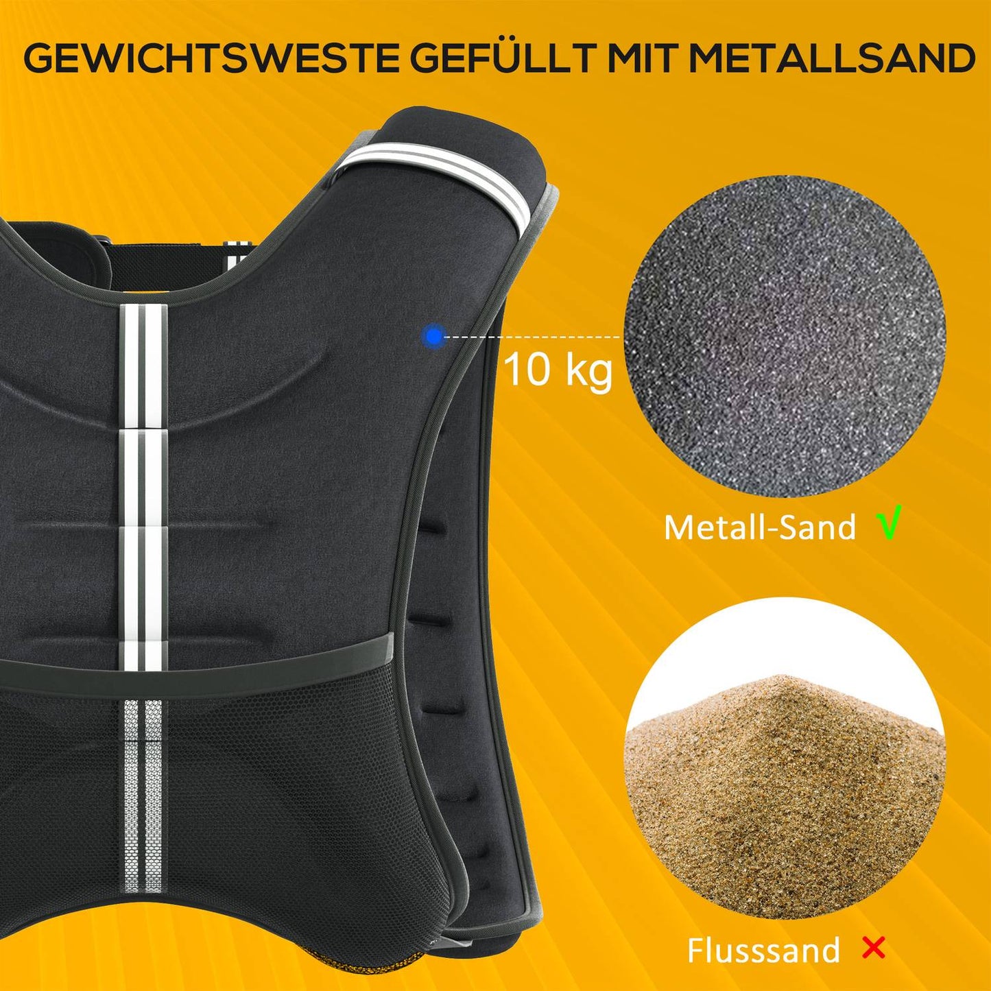 Weighted vest 10 kg adjustable strength training, black