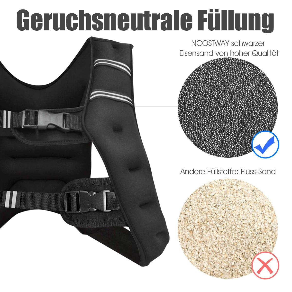 Weighted Vest 15KG, Adjustable Straps, Reflective Strips