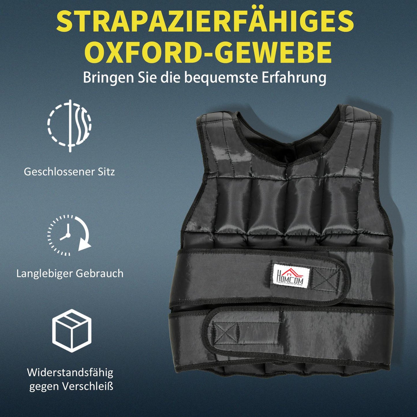 Adjustable 30 kg weight vest for strength training, black
