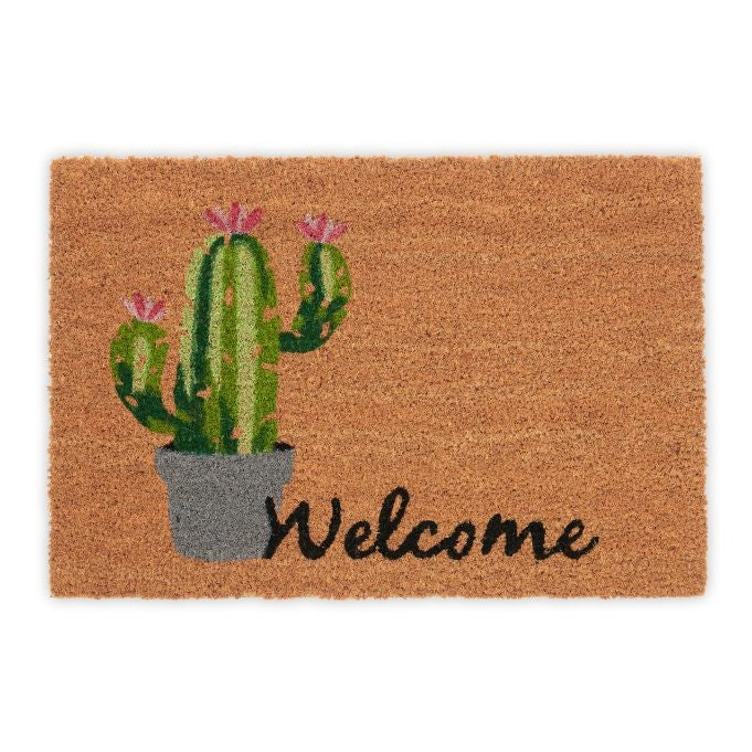 Welcome &amp; Cactus doormat in coconut