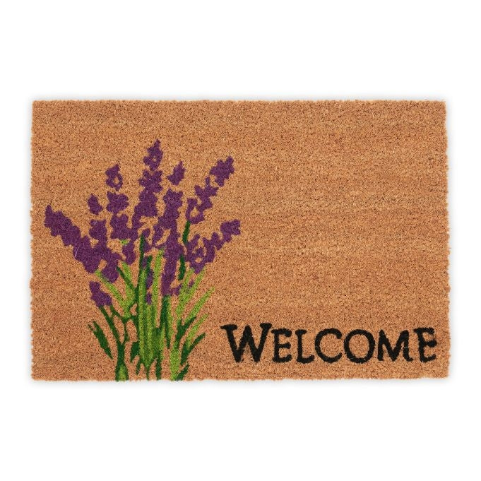 Welcome &amp; Lavender door mat in coconut