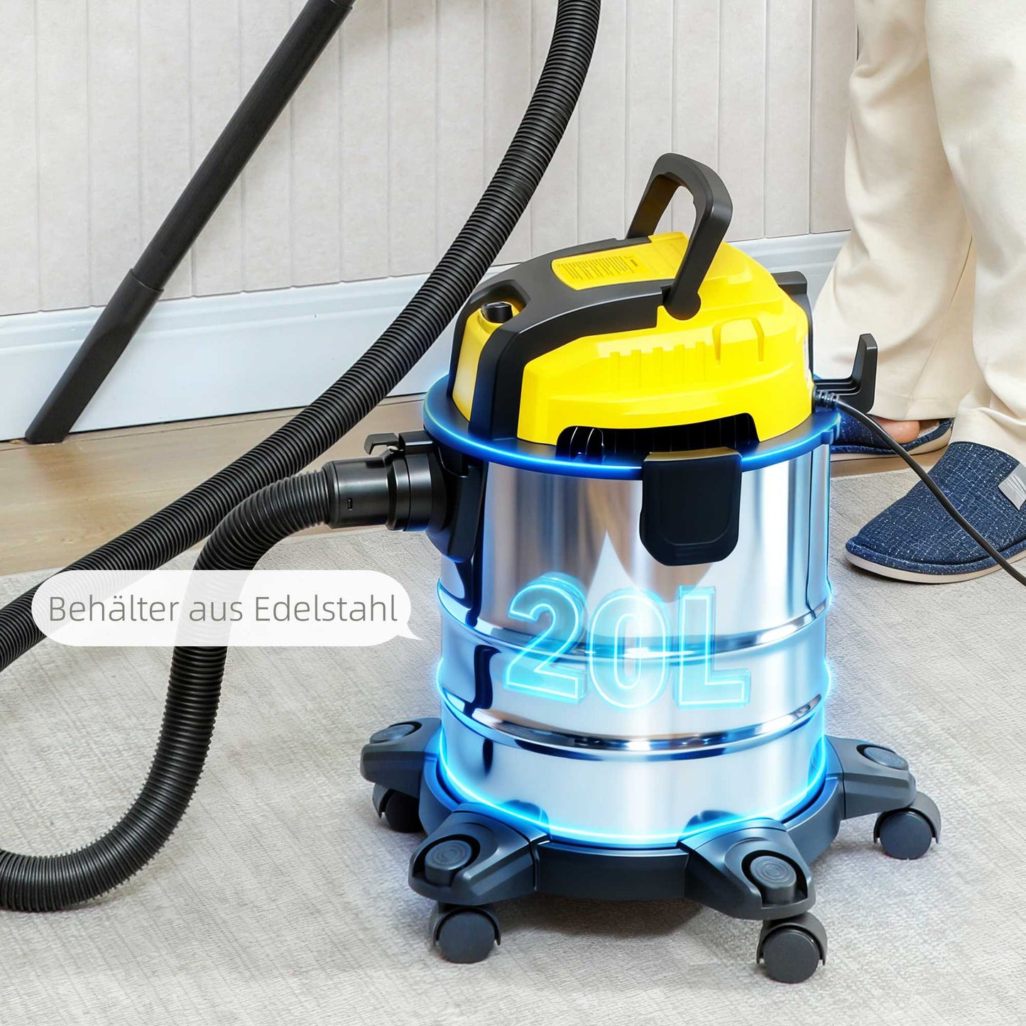 Wet and Dry Vacuum Cleaner, 1200W, 20L, Triple Filter