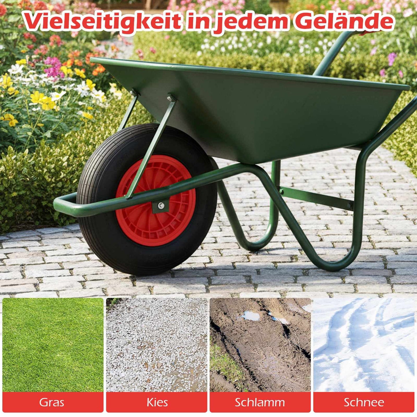 Wheelbarrow Tire 4.80/4.00-8, Rubber, 250kg Capacity