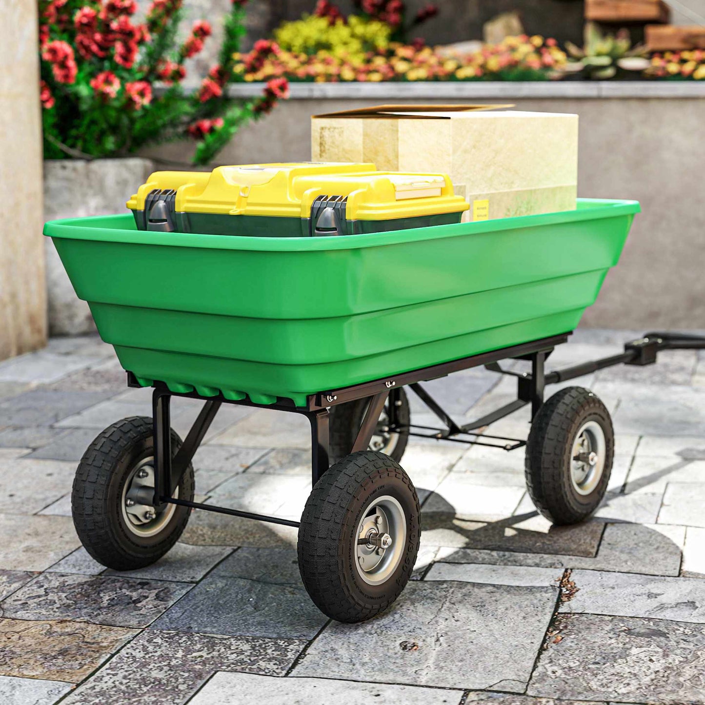 Wheelbarrow Wheel Set of 4, Solid Rubber, 80kg, Ø255mm